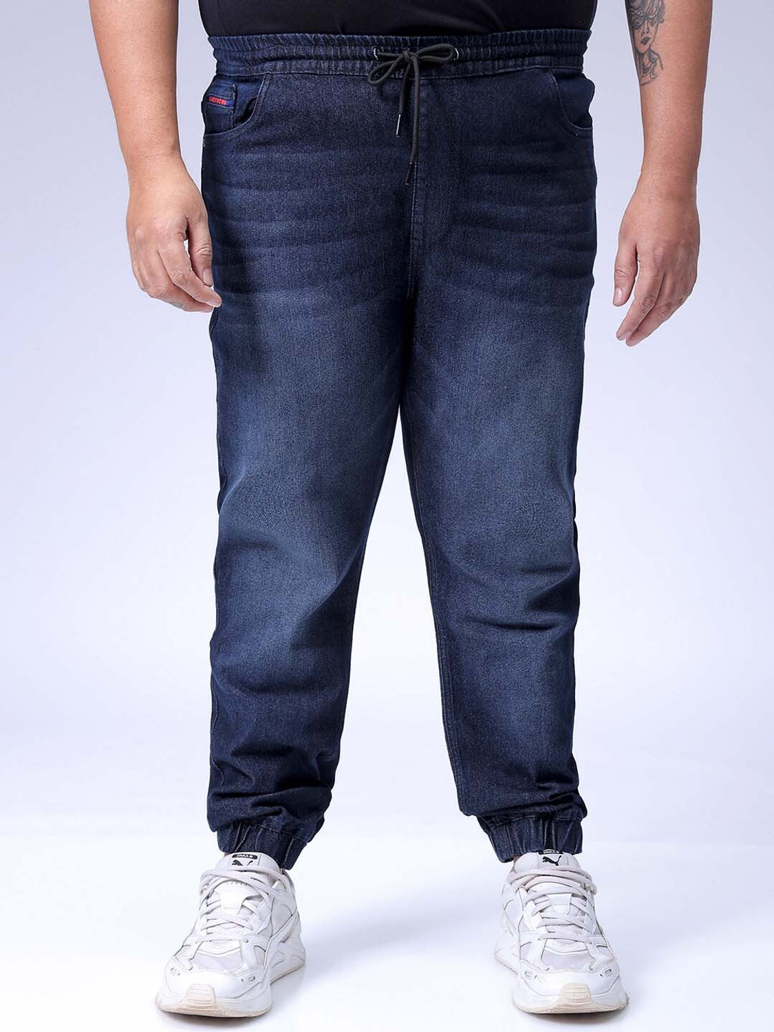 Image of ABFY ZOO Men Jogger Fit Mid Rise Blue Jeans