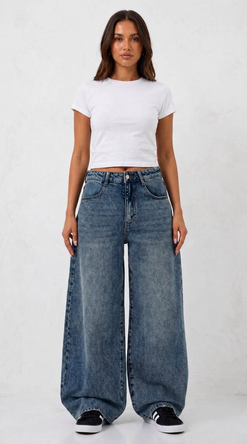 Image of STEPLE DENIMS Women Loose Fit High Rise Blue Jeans