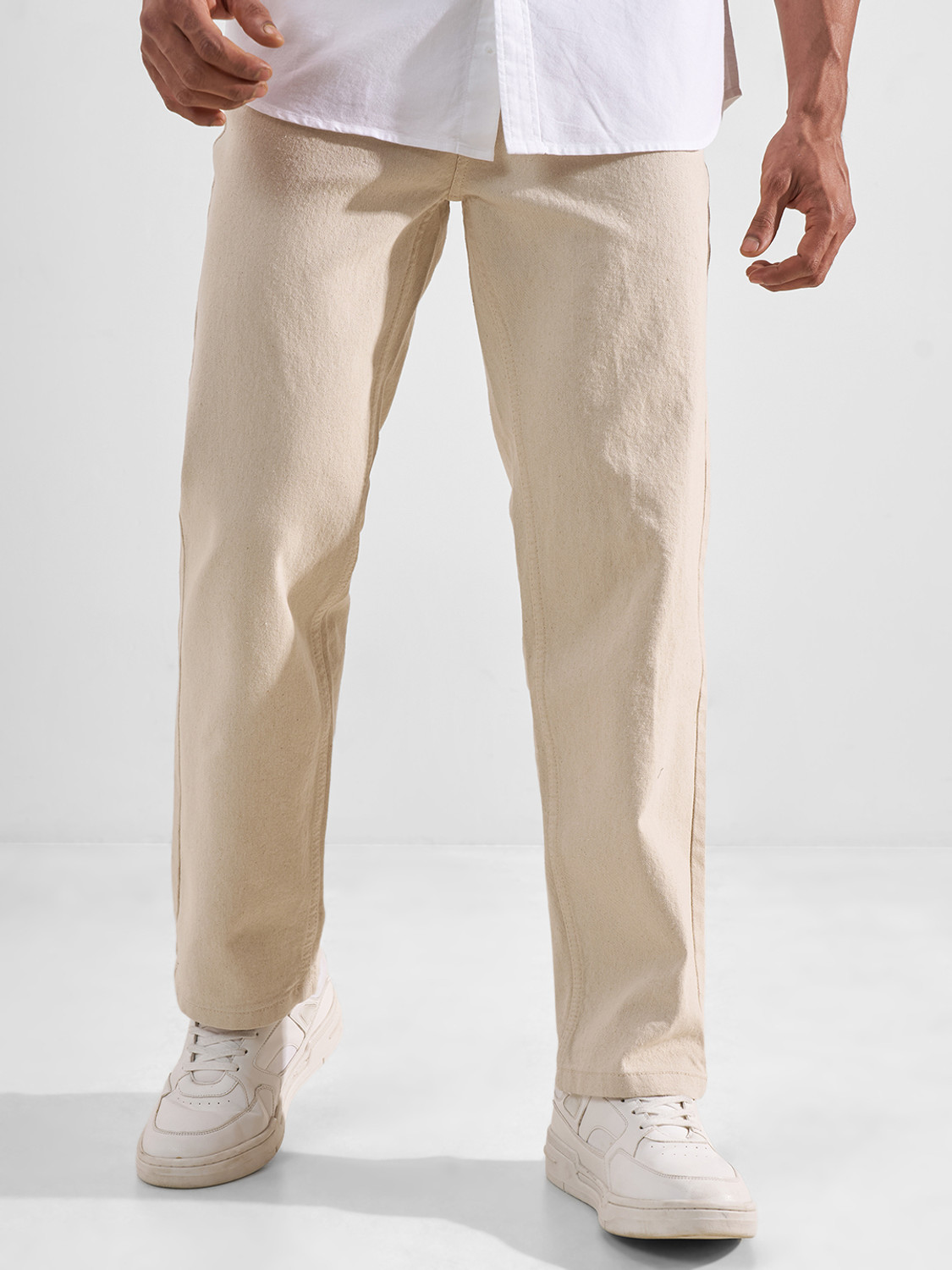 Image of Roadster Men Regular Mid Rise Beige Jeans