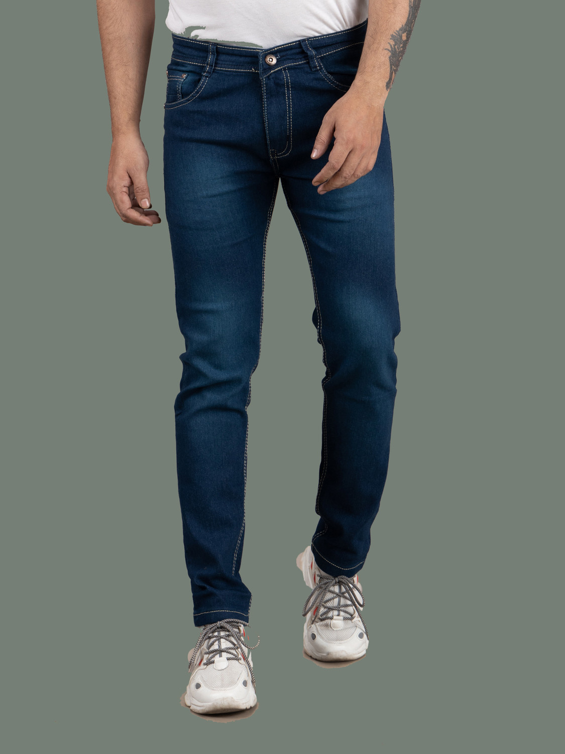 Image of Marsh-X Men Slim Mid Rise Dark Blue Jeans