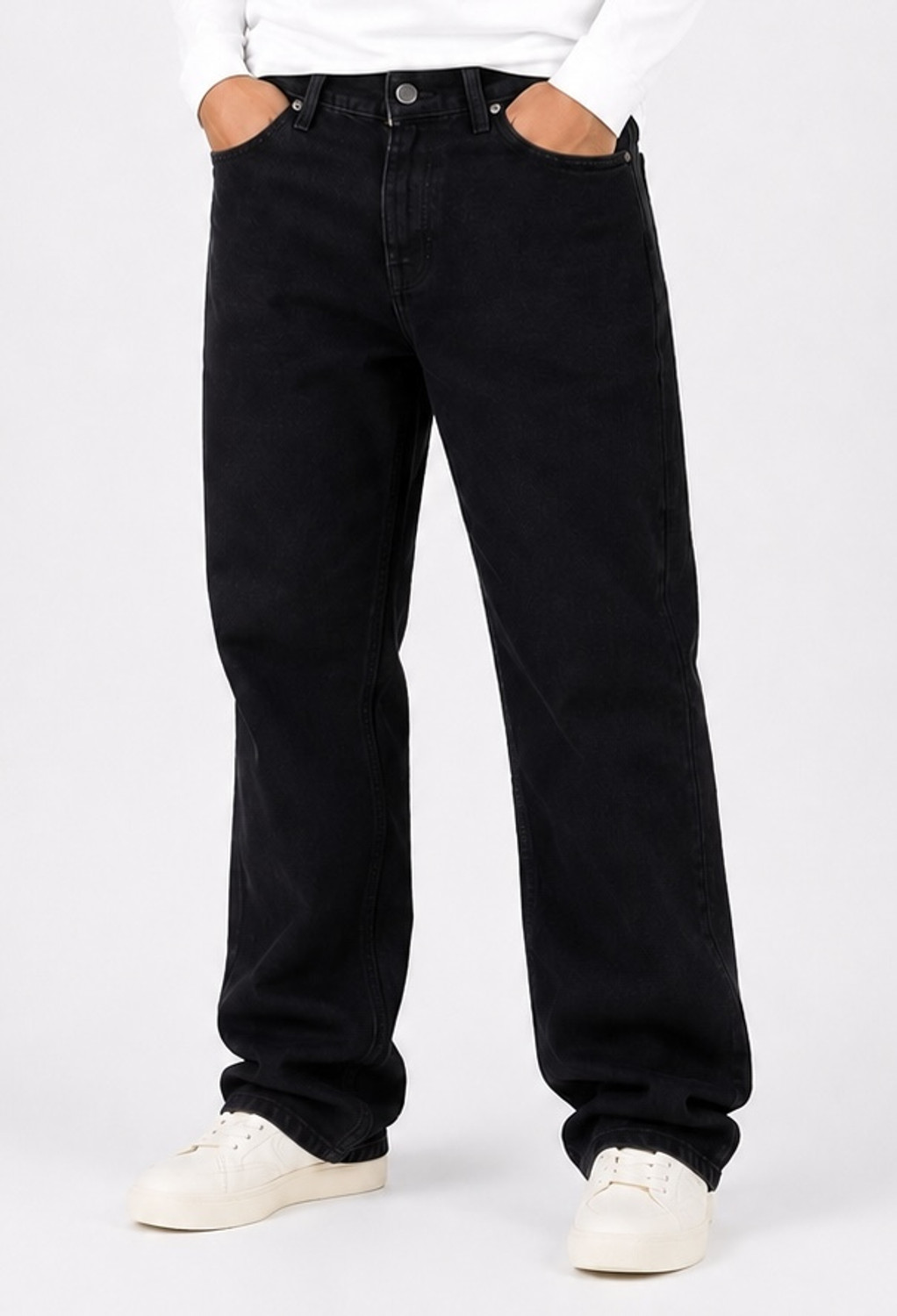 Image of M Q Denim Men Straight Fit Mid Rise Dark Blue Jeans