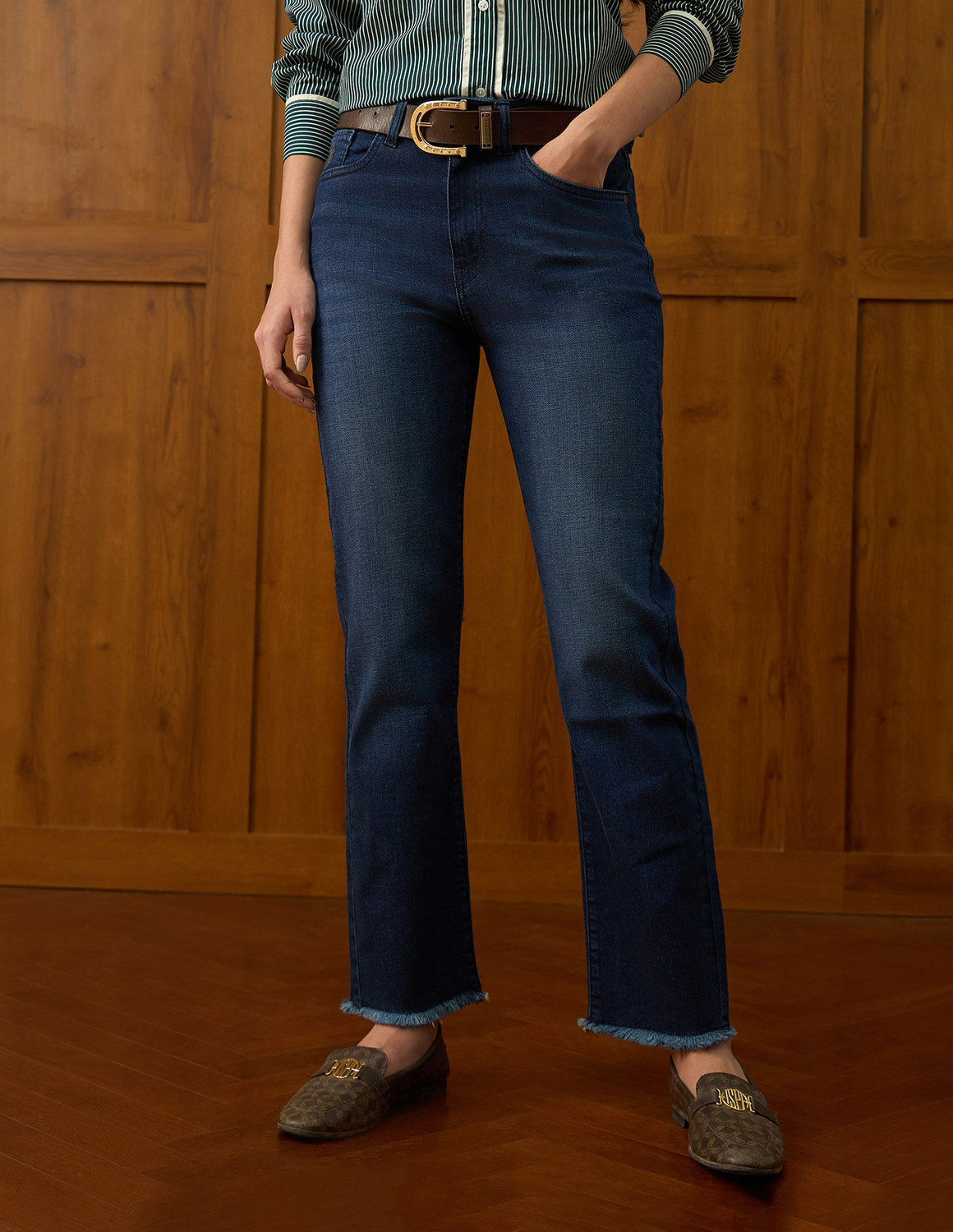 Image of FLYING MACHINE Women Straight Fit High Rise Blue Jeans