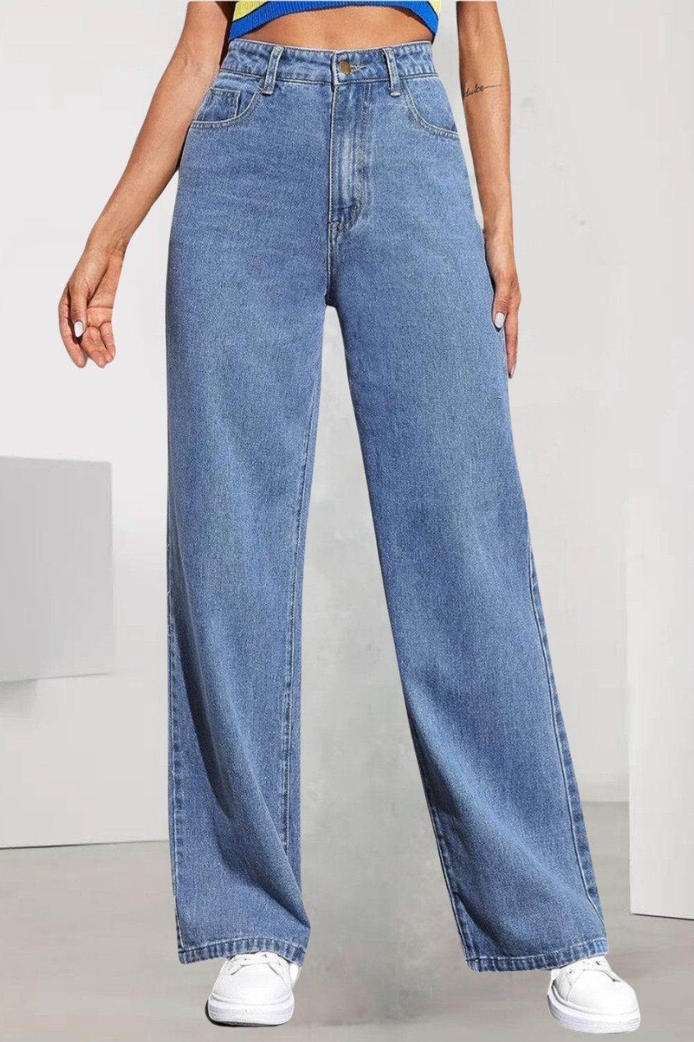 Image of Glossia Women Boyfriend High Rise Light Blue Jeans