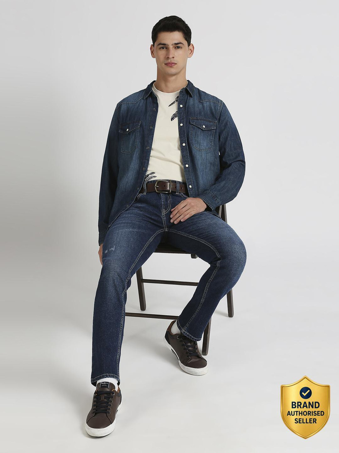Image of Pepe Jeans Men Slim Low Rise Blue Jeans