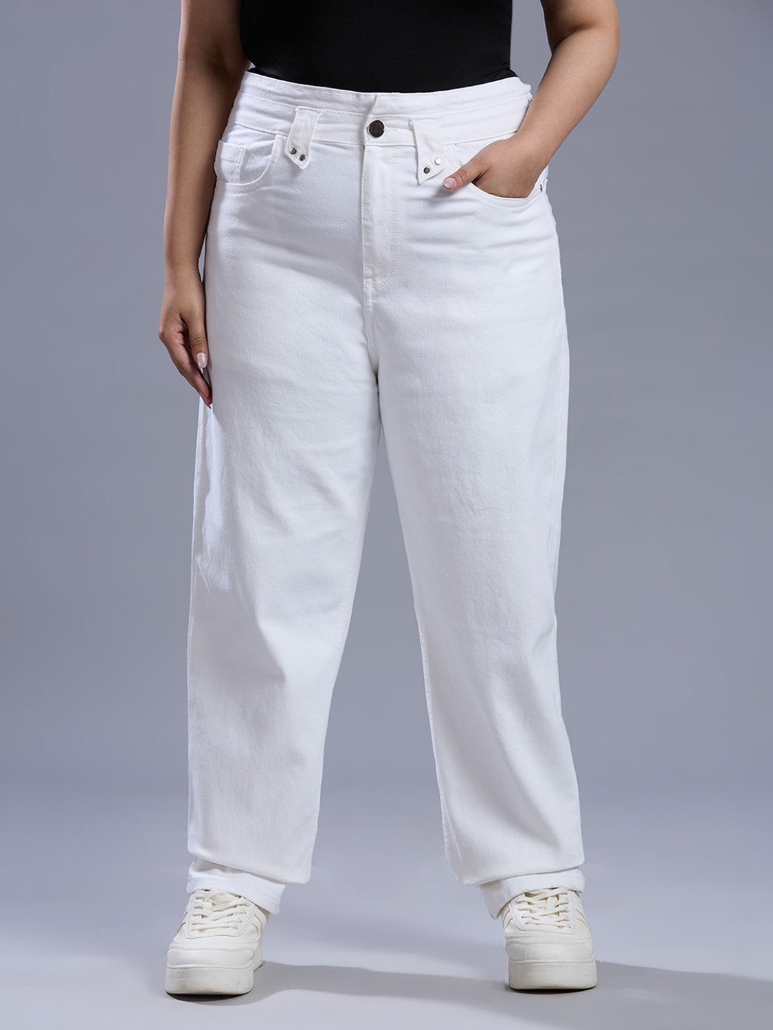 Image of Style Quotient Women Wide Leg Mid Rise Blue Jeans