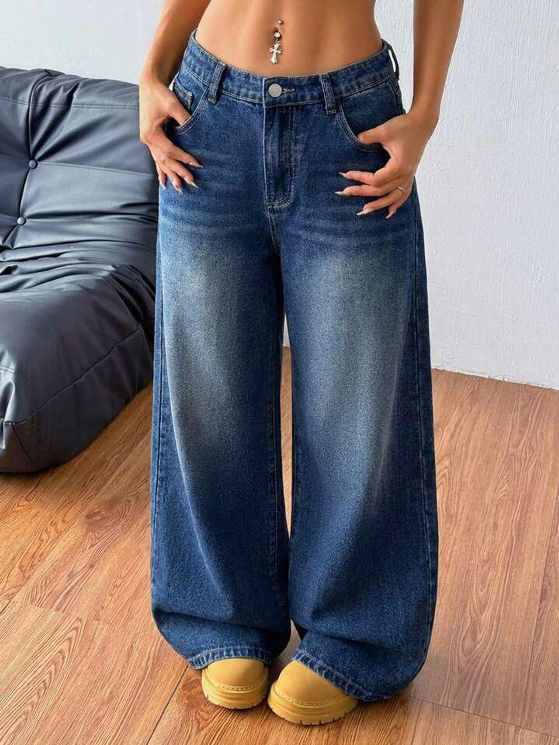 Image of STEPLE DENIMS Women Loose Fit High Rise Blue Jeans