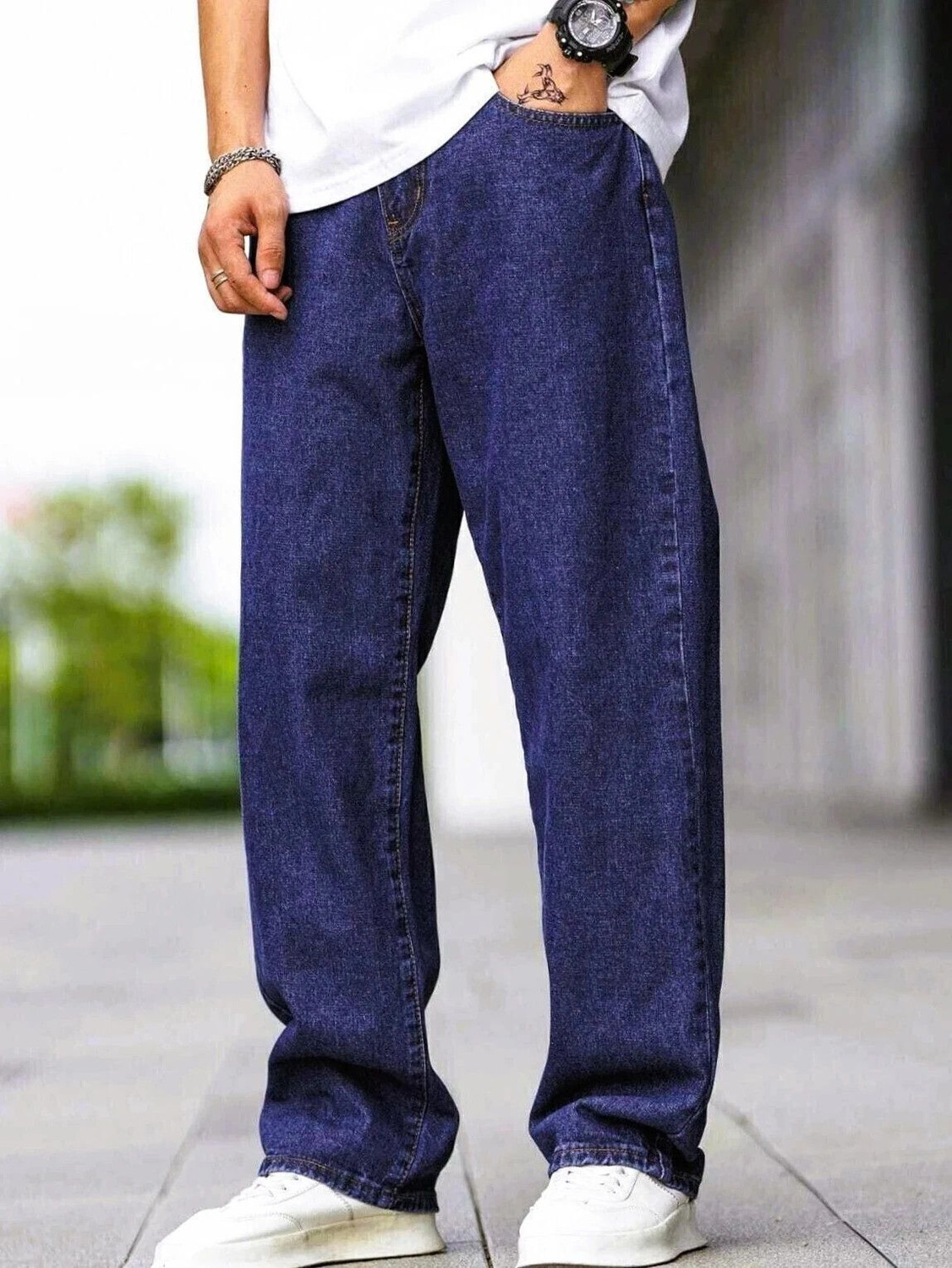 ZAYSH Loose Fit Men Dark Blue Jeans - Image 5