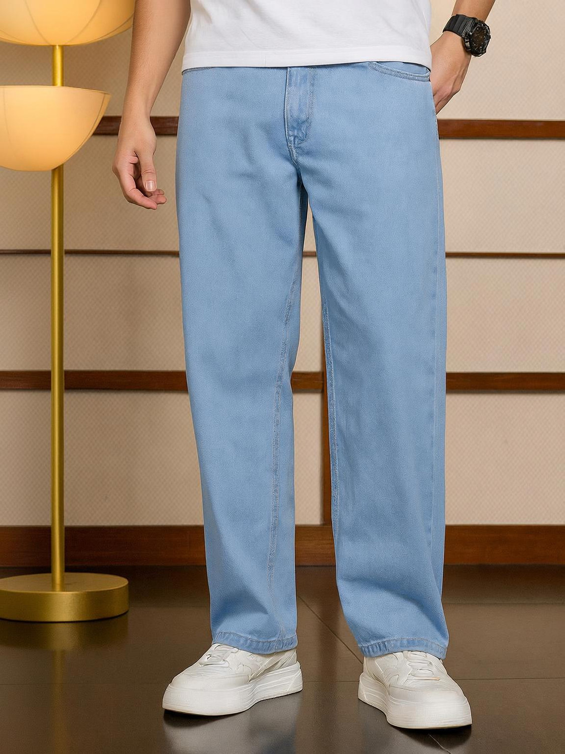 LEVORCE Loose Fit Men Light Blue Jeans - Image 6