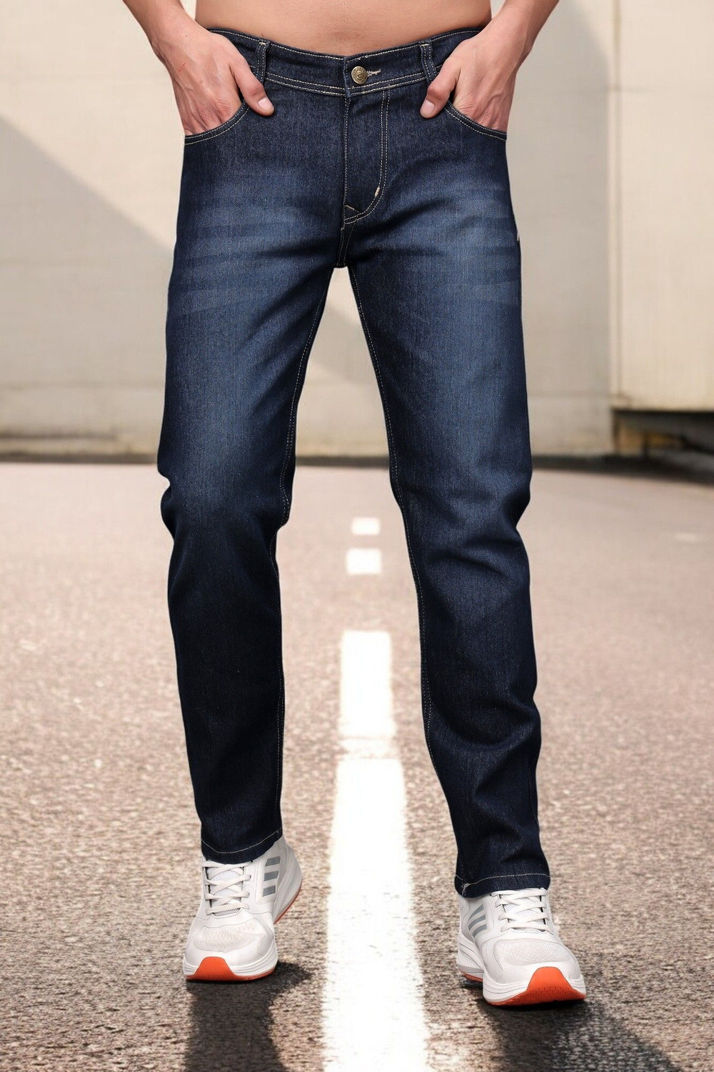 Image of ZAYSH Men Slim Mid Rise Blue Jeans
