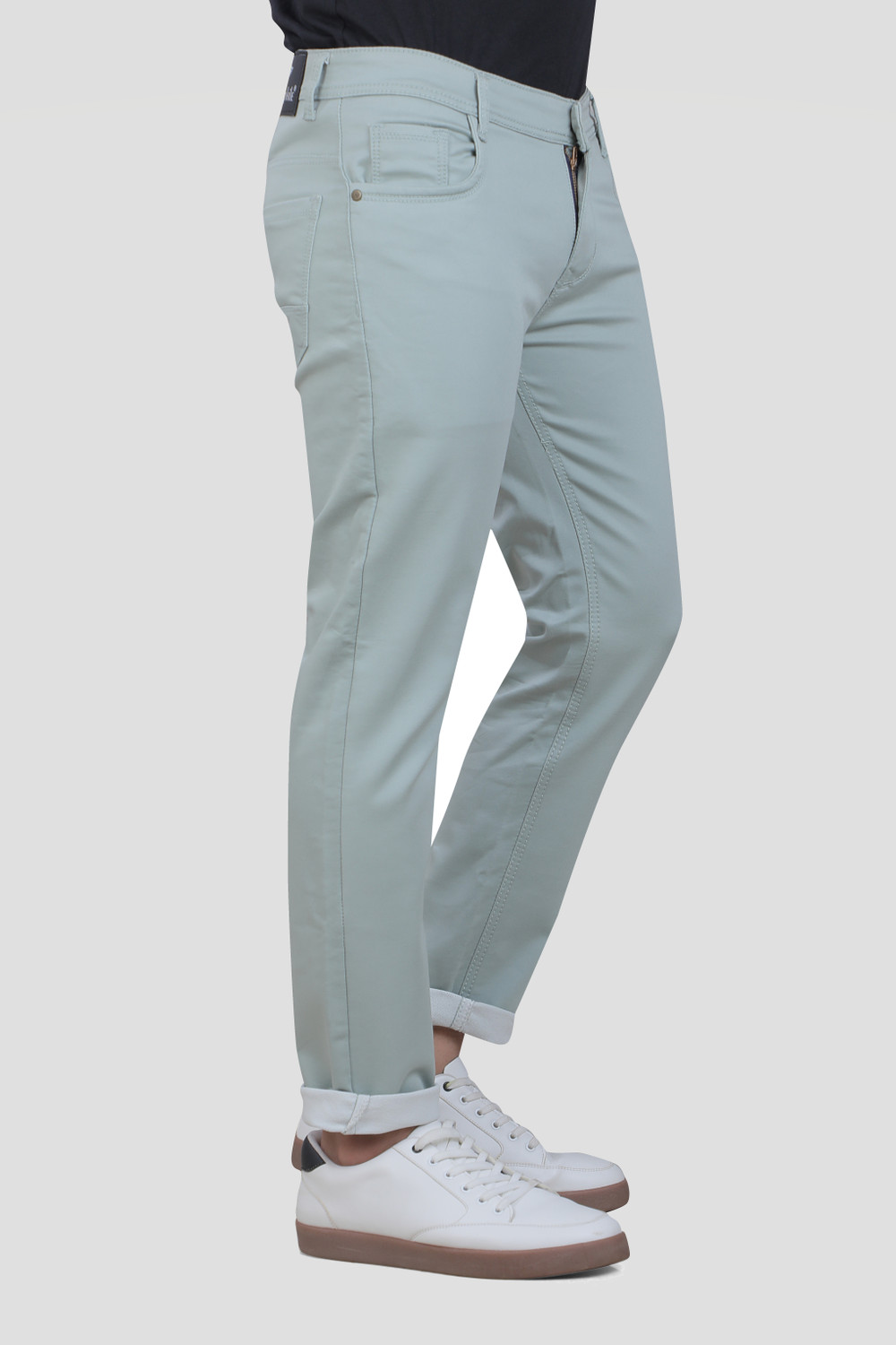 Image of stylophile Men Slim Mid Rise Grey Jeans