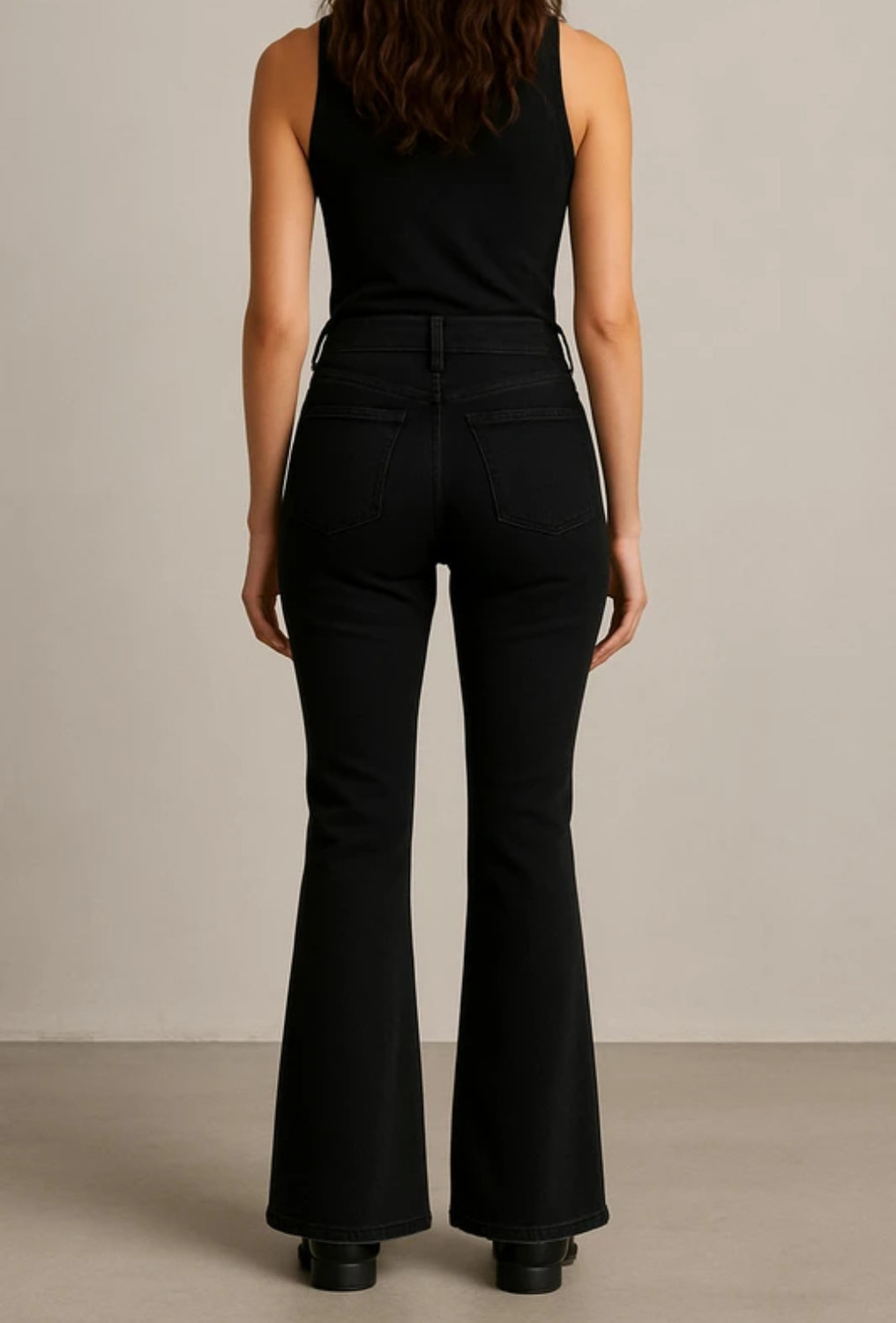 Image of BOTUMQUTE Women Boot-Leg High Rise Black Jeans