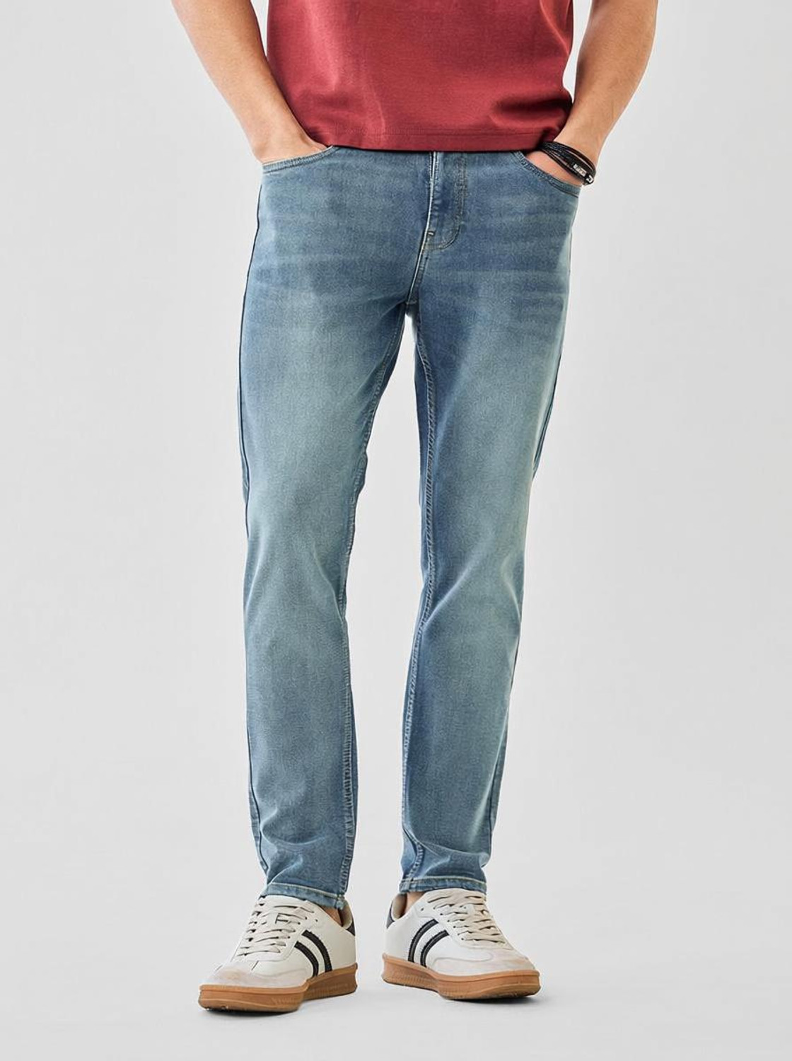 Image of Snitch Men Loose Fit Mid Rise Light Blue Jeans