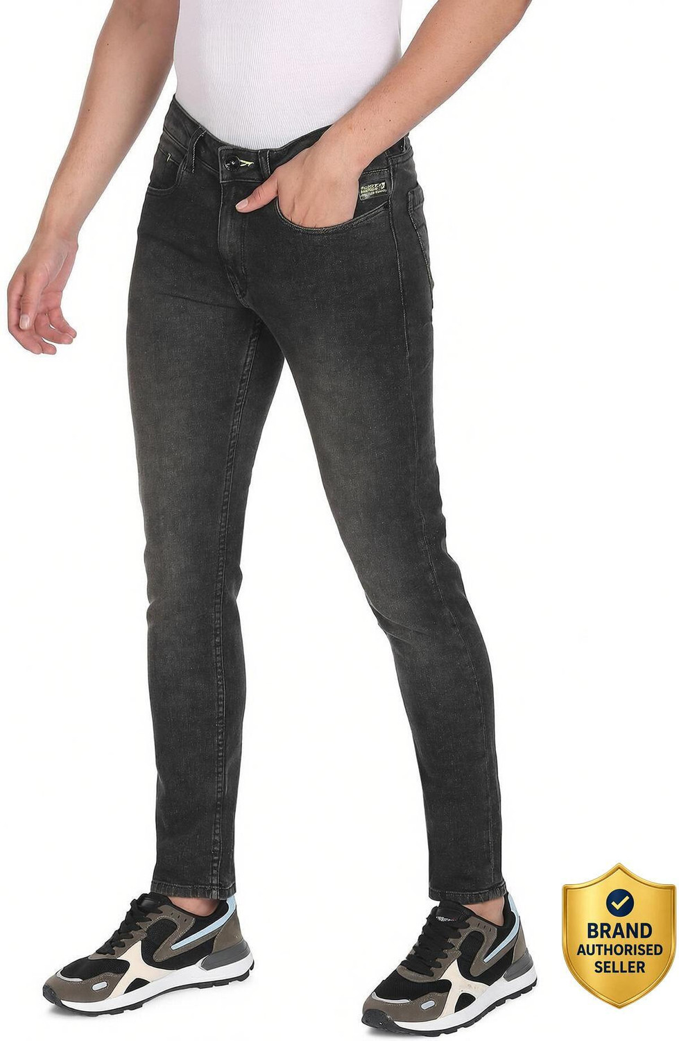 Image of FLYING MACHINE Men Skinny Mid Rise Black Jeans