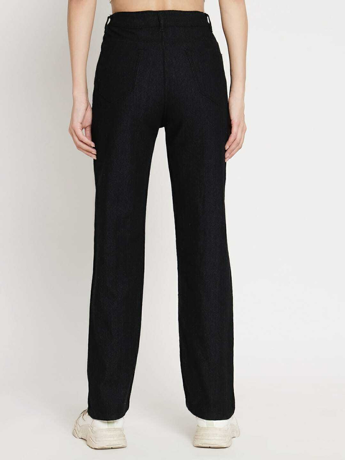 Image of FashionFibre Women Straight Fit High Rise Black Jeans