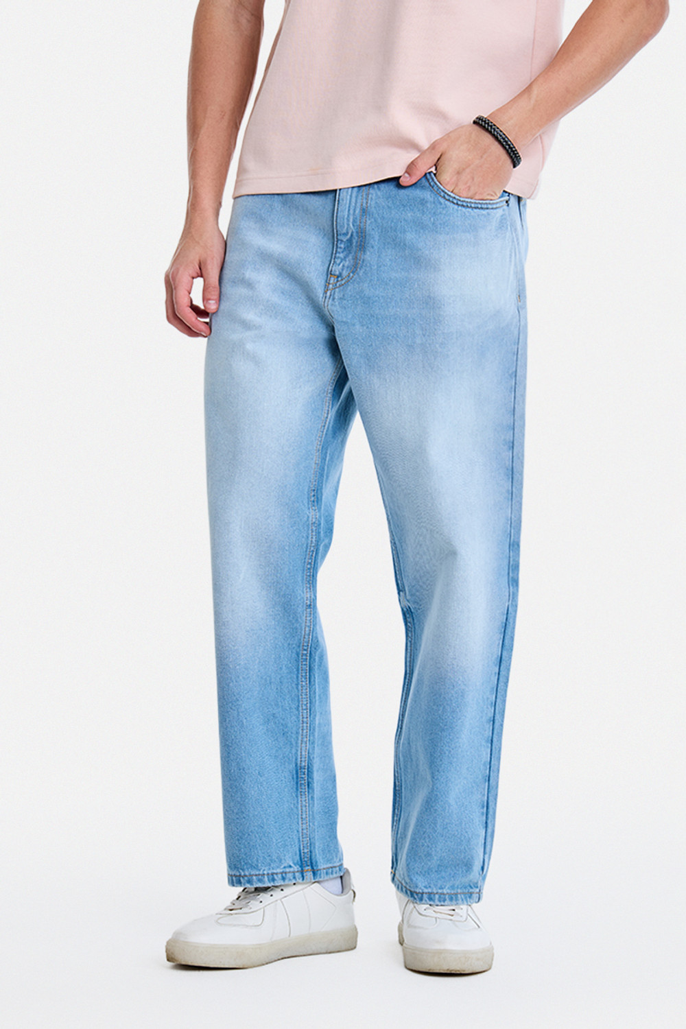 Image of Snitch Men Loose Fit Mid Rise Light Blue Jeans