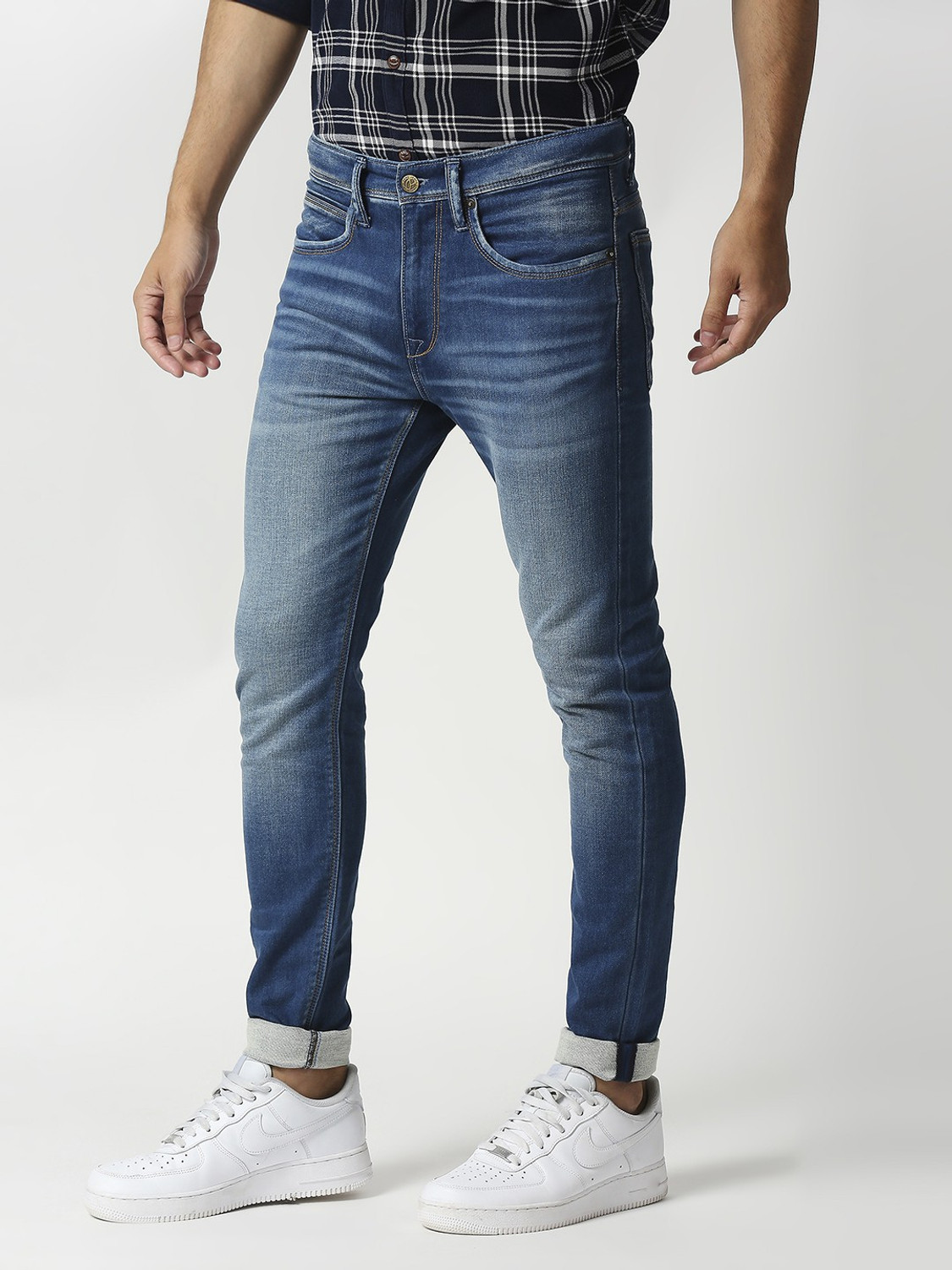 Image of Pepe Jeans Men Skinny Mid Rise Blue Jeans