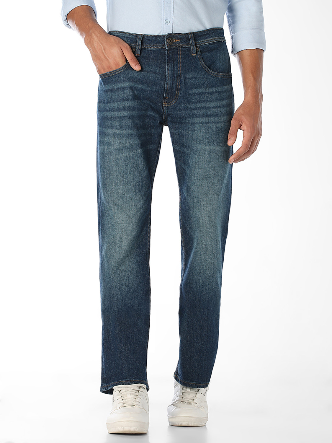 Image of JACK & JONES Men Slim Mid Rise Blue Jeans
