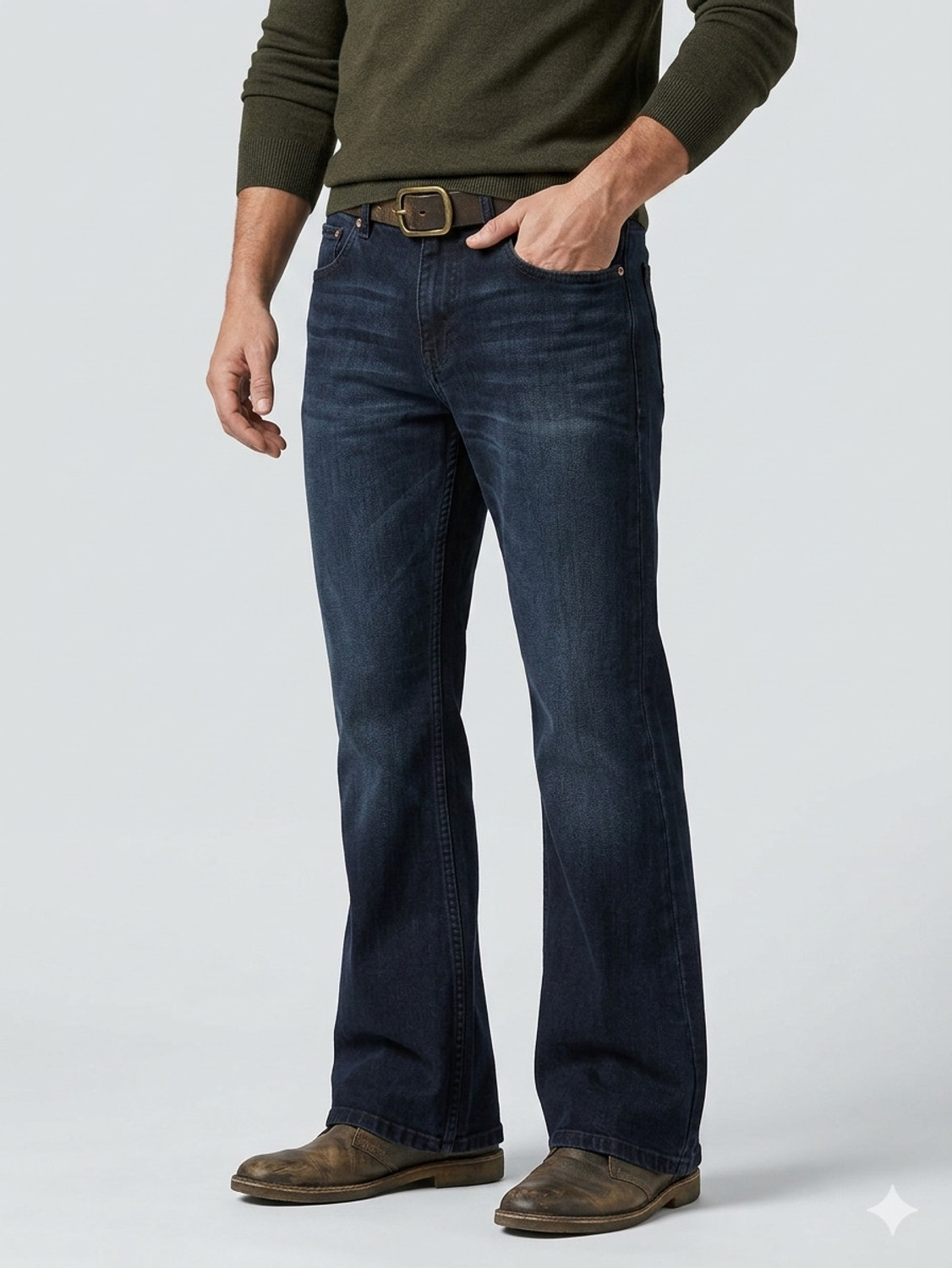 APJ GARMENTS Men Boot-Leg Low Rise Blue Jeans - Image 1