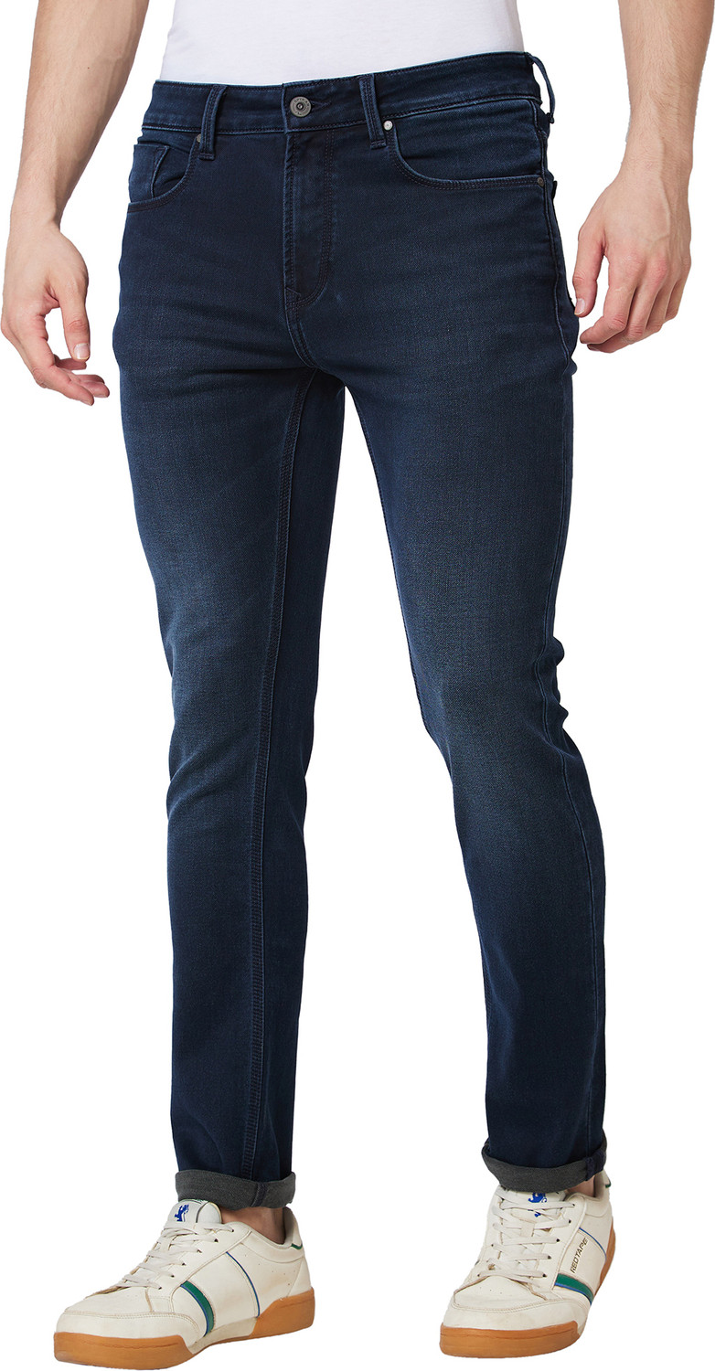 Image of Spykar Men Regular Mid Rise Blue Jeans