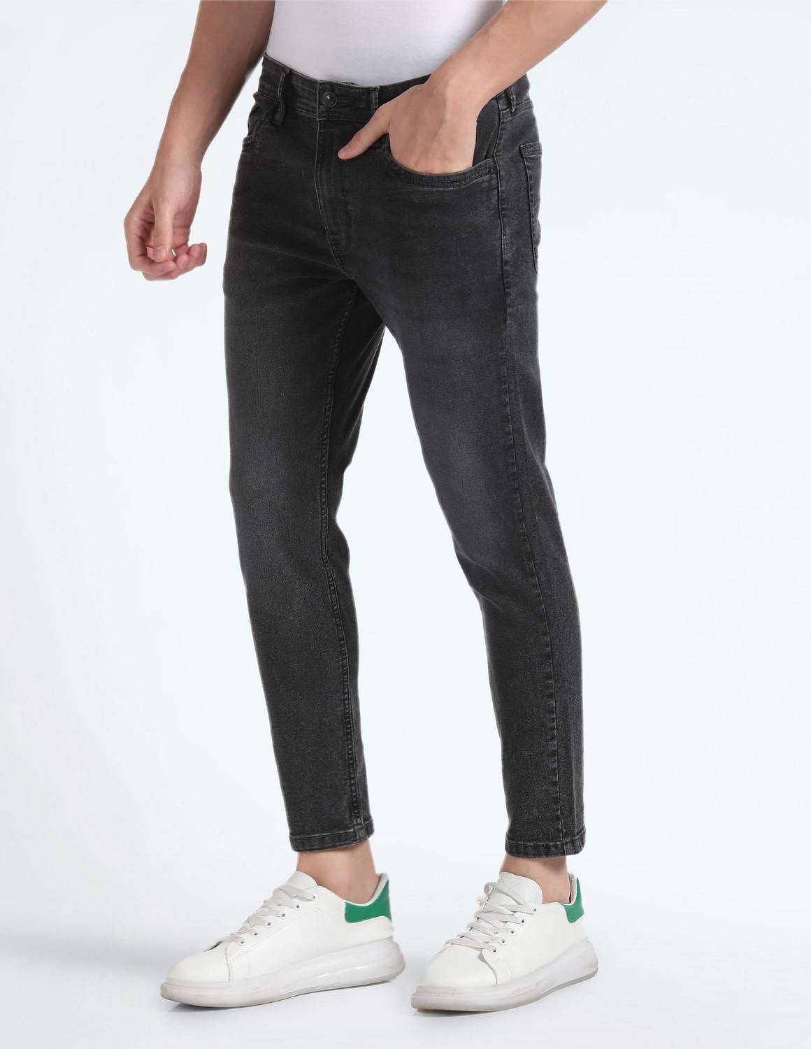 Image of FLYING MACHINE Men Skinny Mid Rise Black Jeans