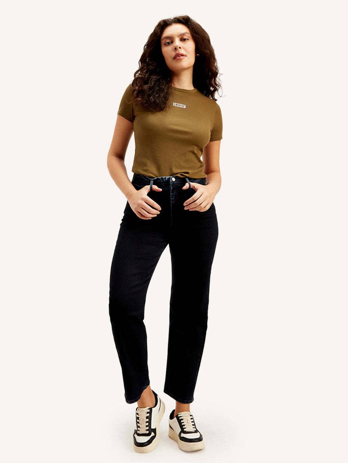 Image of LEVI'S Women Straight Fit High Rise Black Jeans