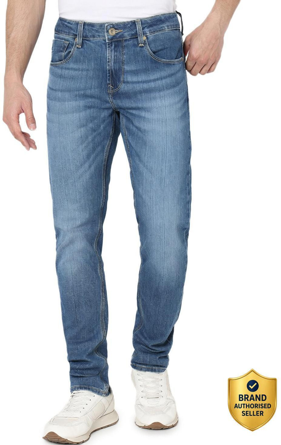 Image of Pepe Jeans Men Slim Low Rise Blue Jeans