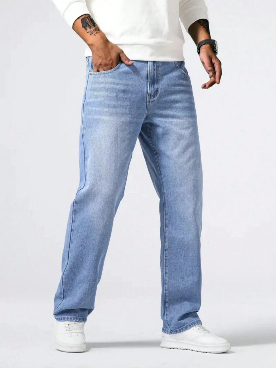 Tashanbaaz Straight Fit Men Light Blue Jeans - Image 6