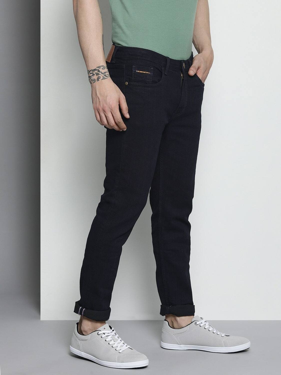 Image of Mast & Harbour Men Skinny Mid Rise Black Jeans
