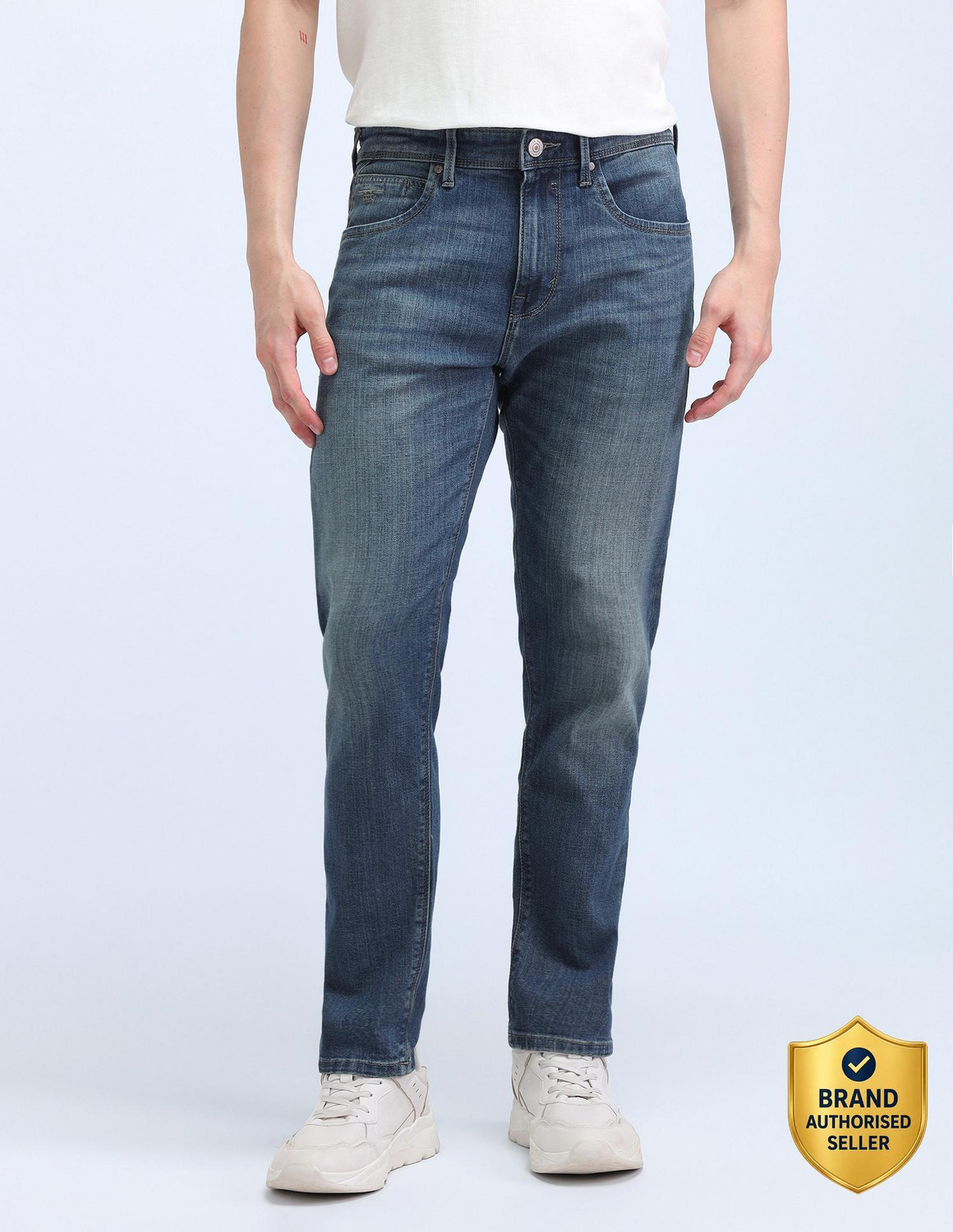 Image of FLYING MACHINE Men Slim Mid Rise Grey Jeans