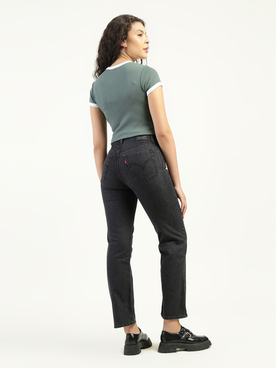 Image of LEVI'S Women Straight Fit High Rise Black Jeans