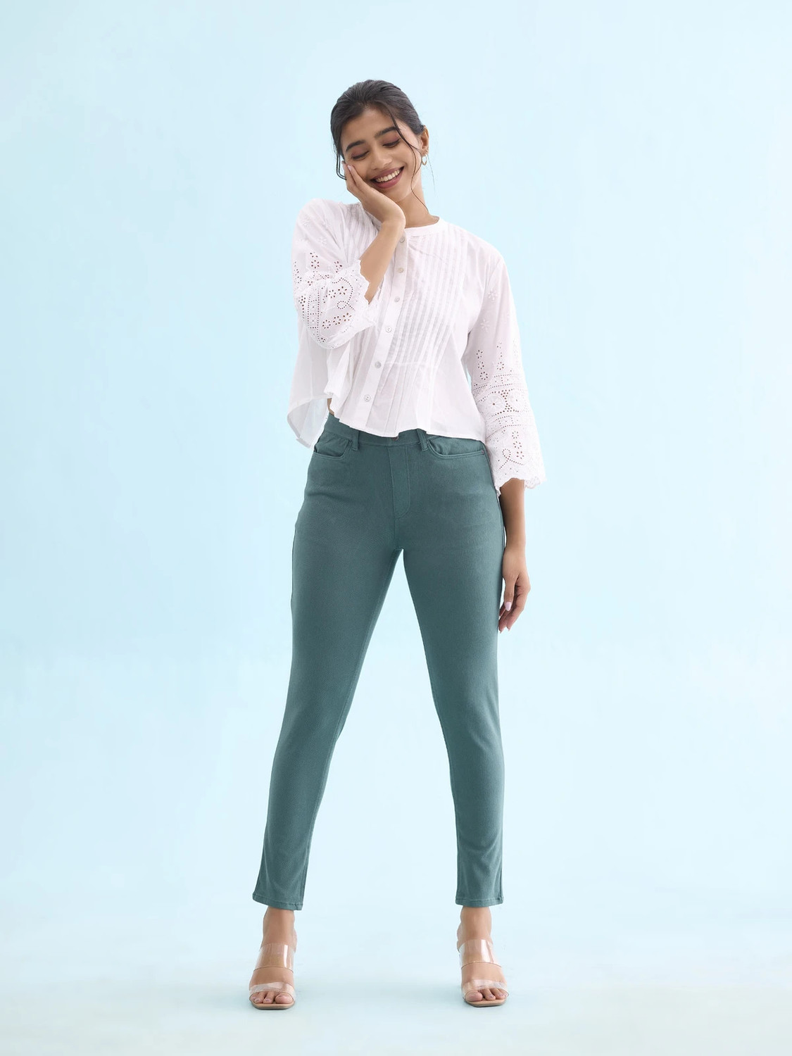Image of GO COLORS Green Jegging (Solid)