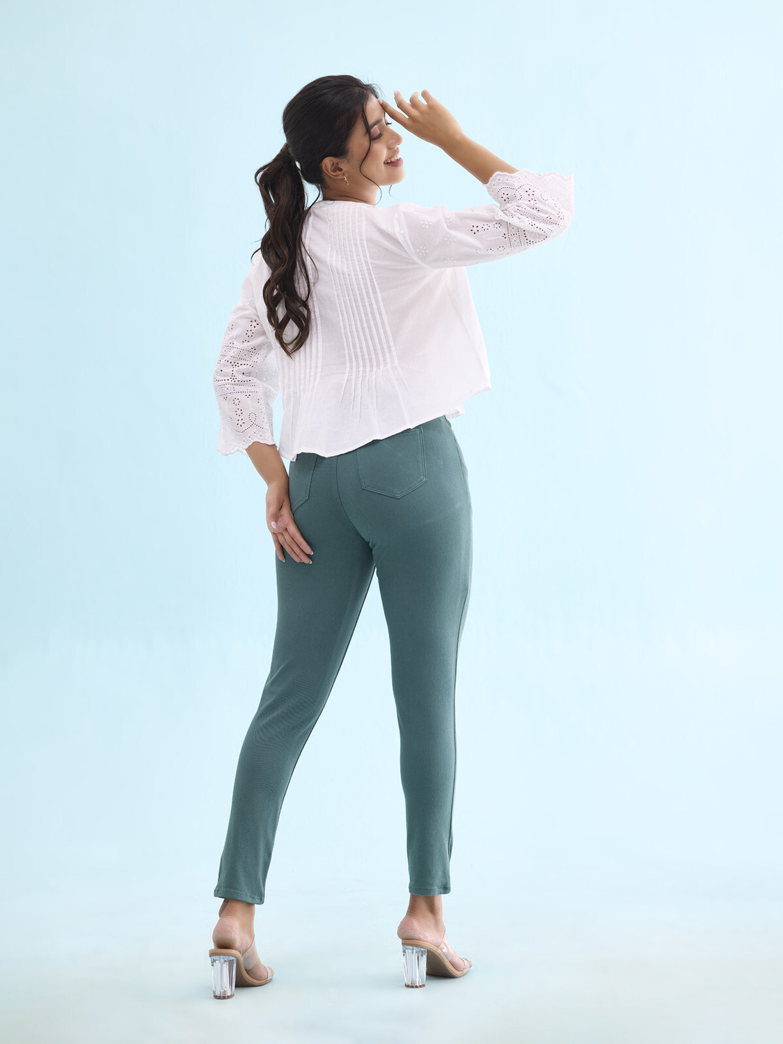 Image of GO COLORS Green Jegging (Solid)