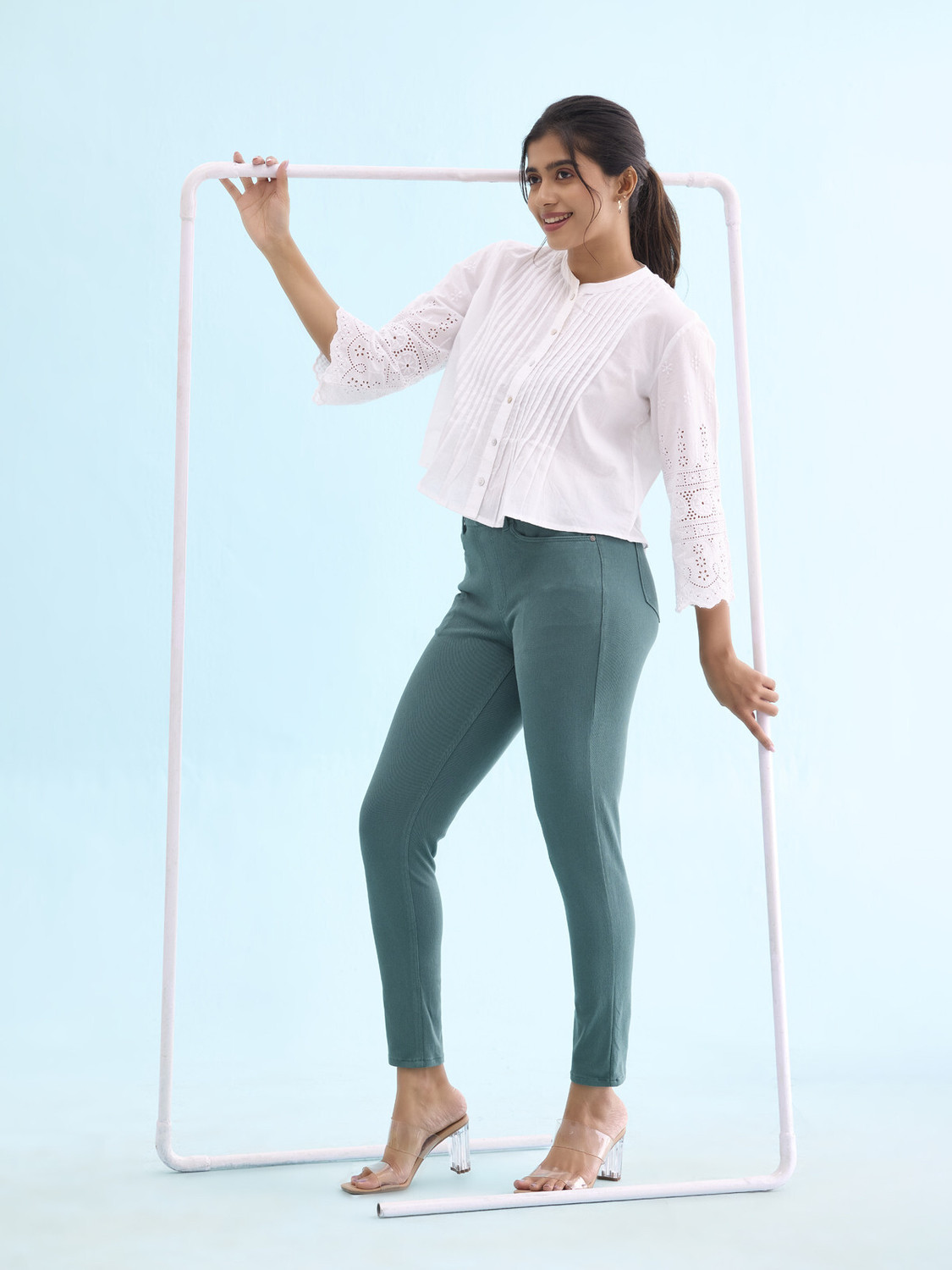 Image of GO COLORS Green Jegging (Solid)