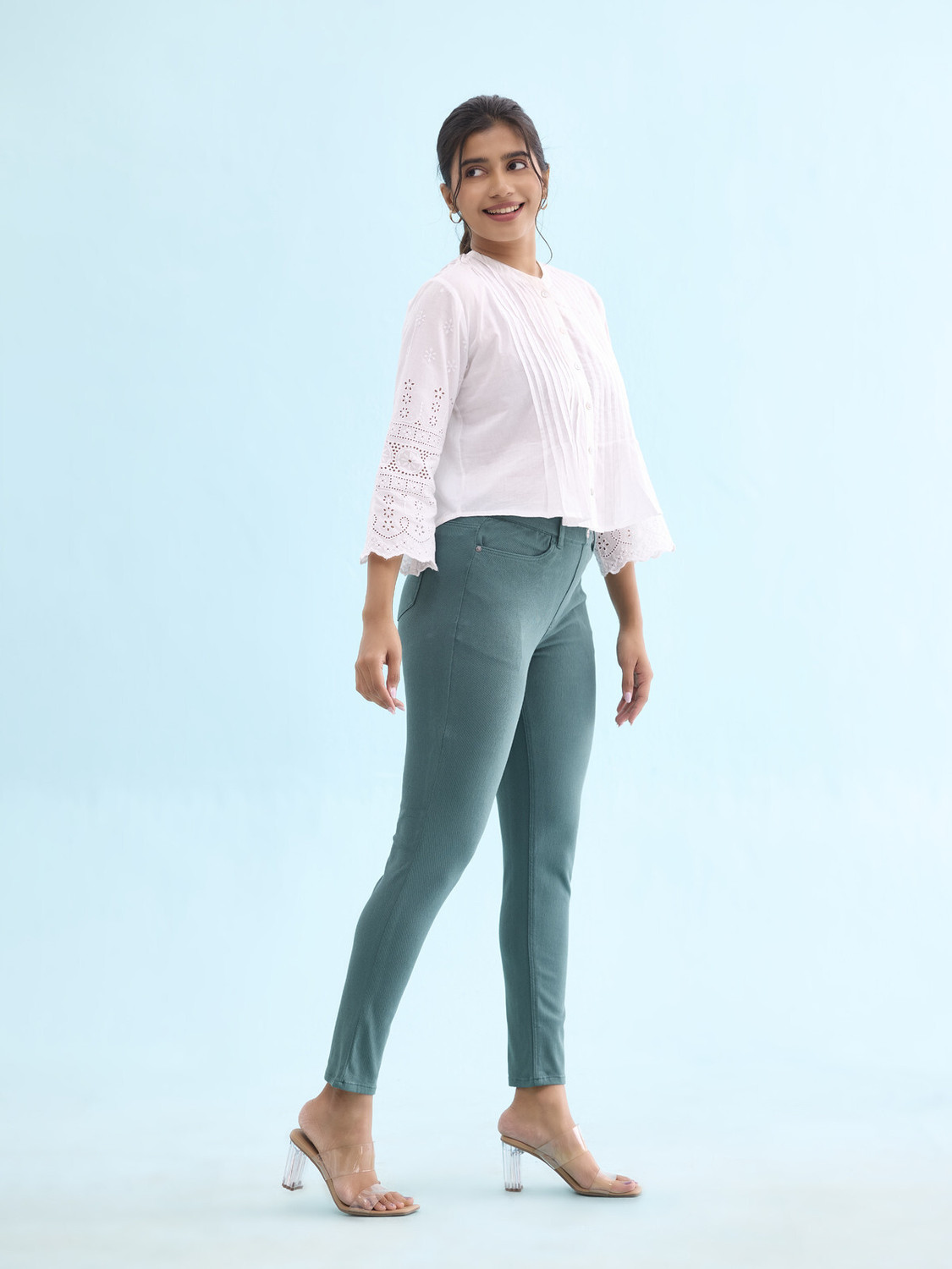 Image of GO COLORS Green Jegging (Solid)