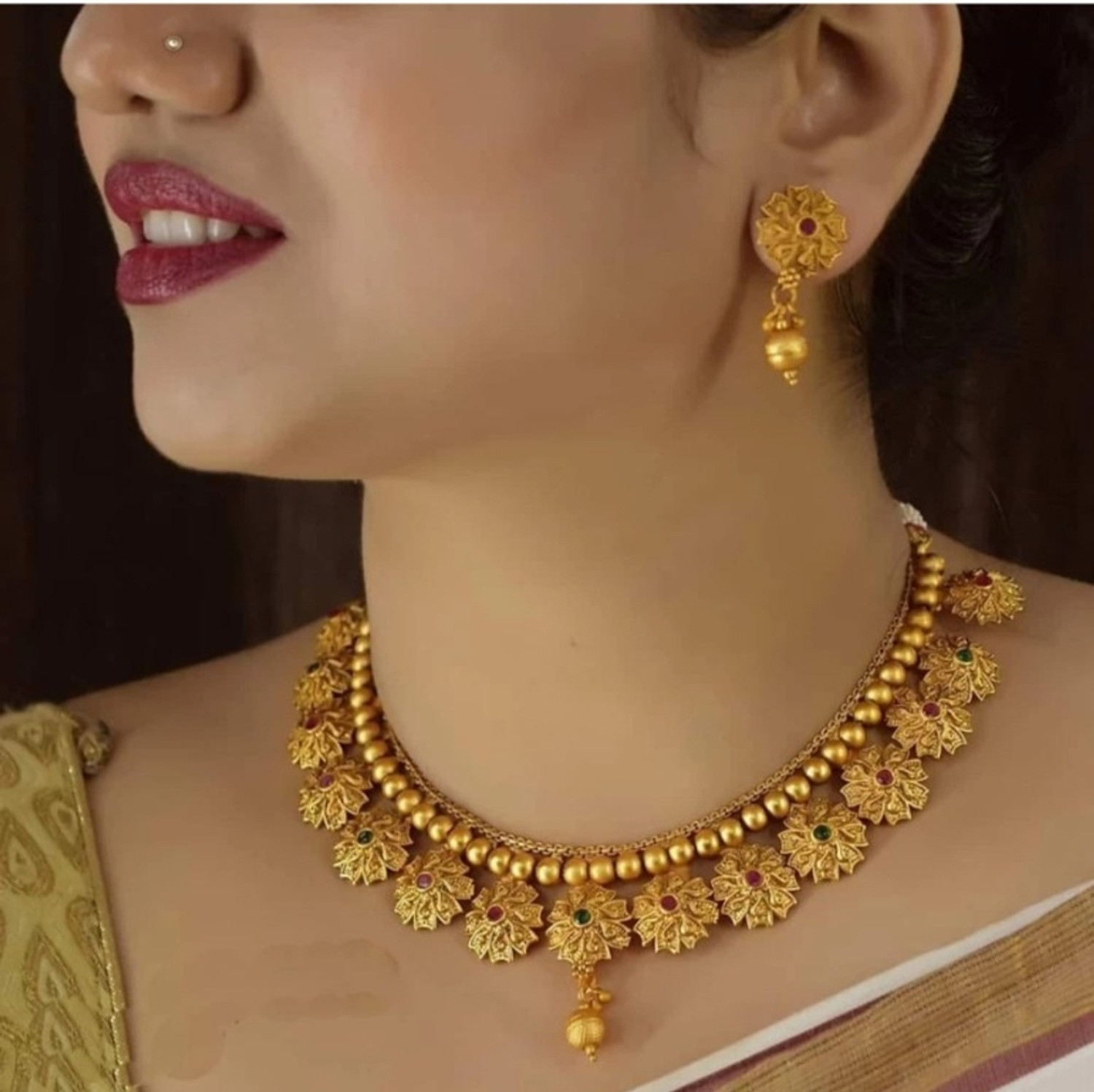 Image of Kalika Brass Gold-plated Gold Jewel Set (Pack of 1)