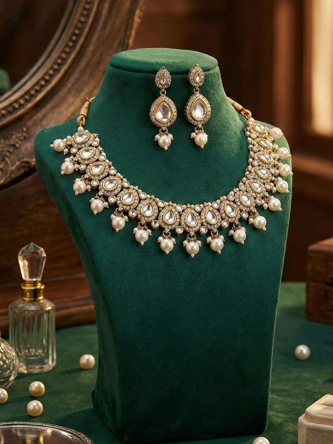 Image of YFJ Alloy Gold-plated White Jewel Set (Pack of 4)