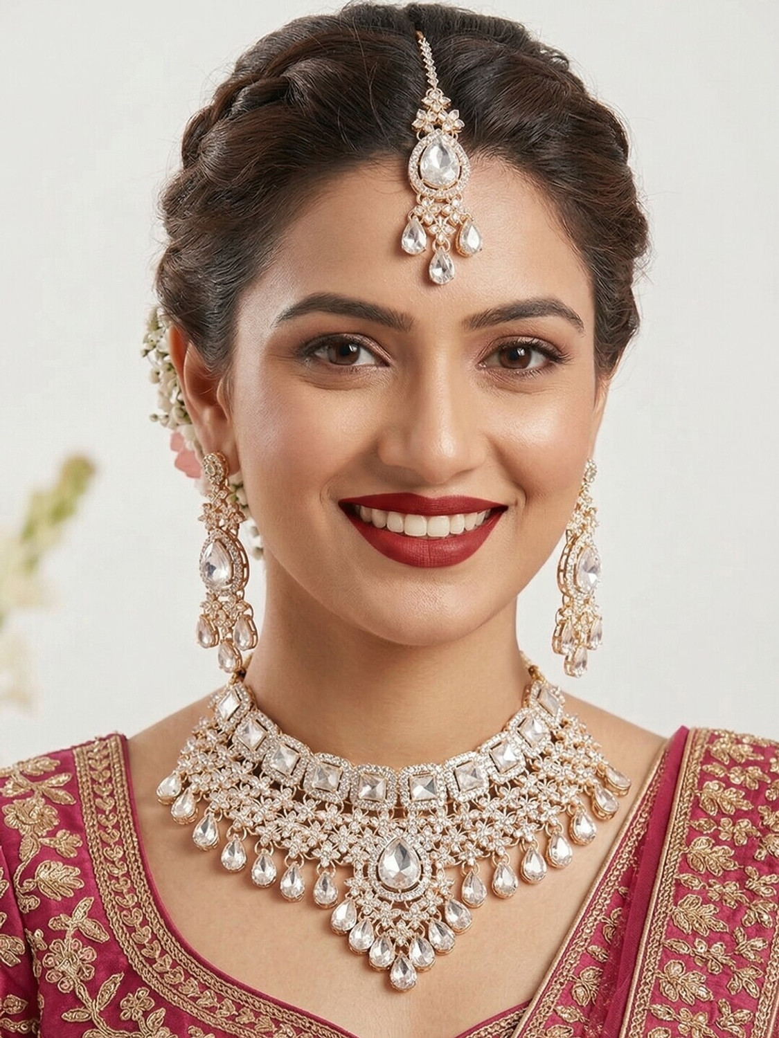 Image of YFJ Alloy Gold-plated White Jewel Set (Pack of 4)