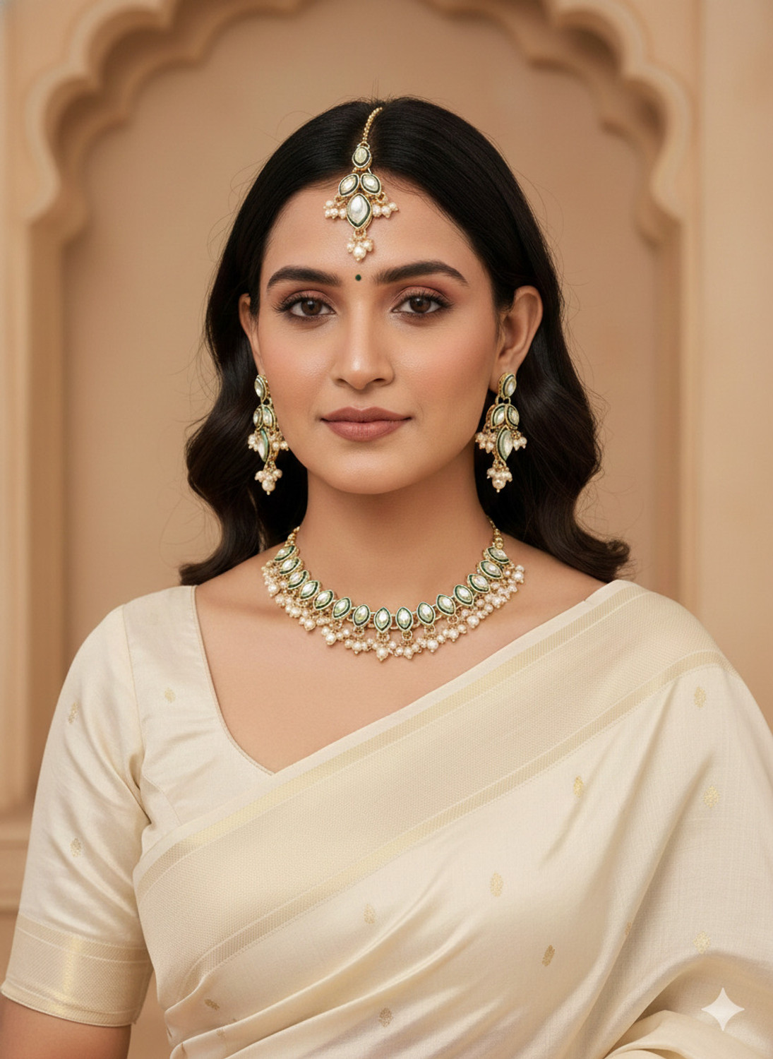 Image of YFJ Alloy Gold-plated White Jewel Set (Pack of 4)
