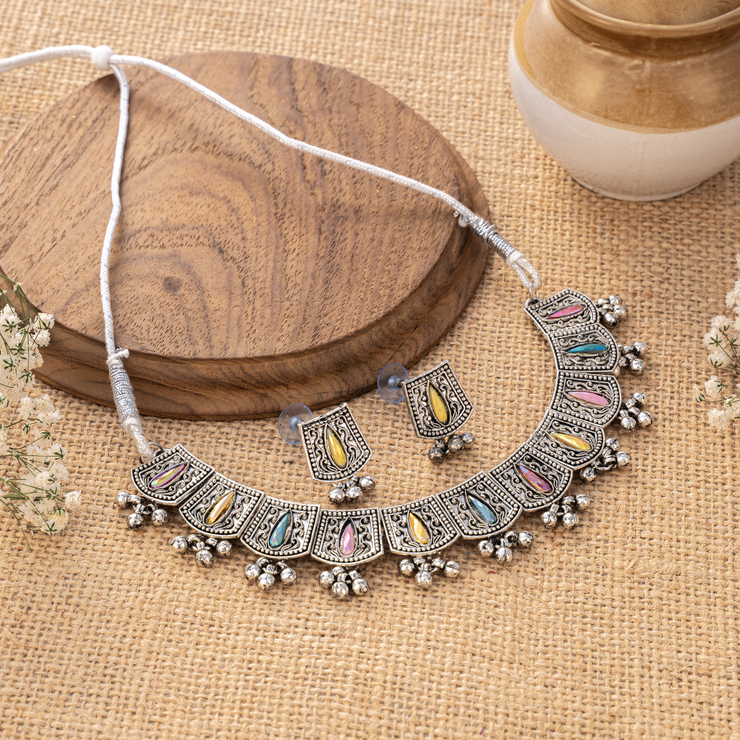 Image of YFJ Alloy Gold-plated White Jewel Set (Pack of 4)