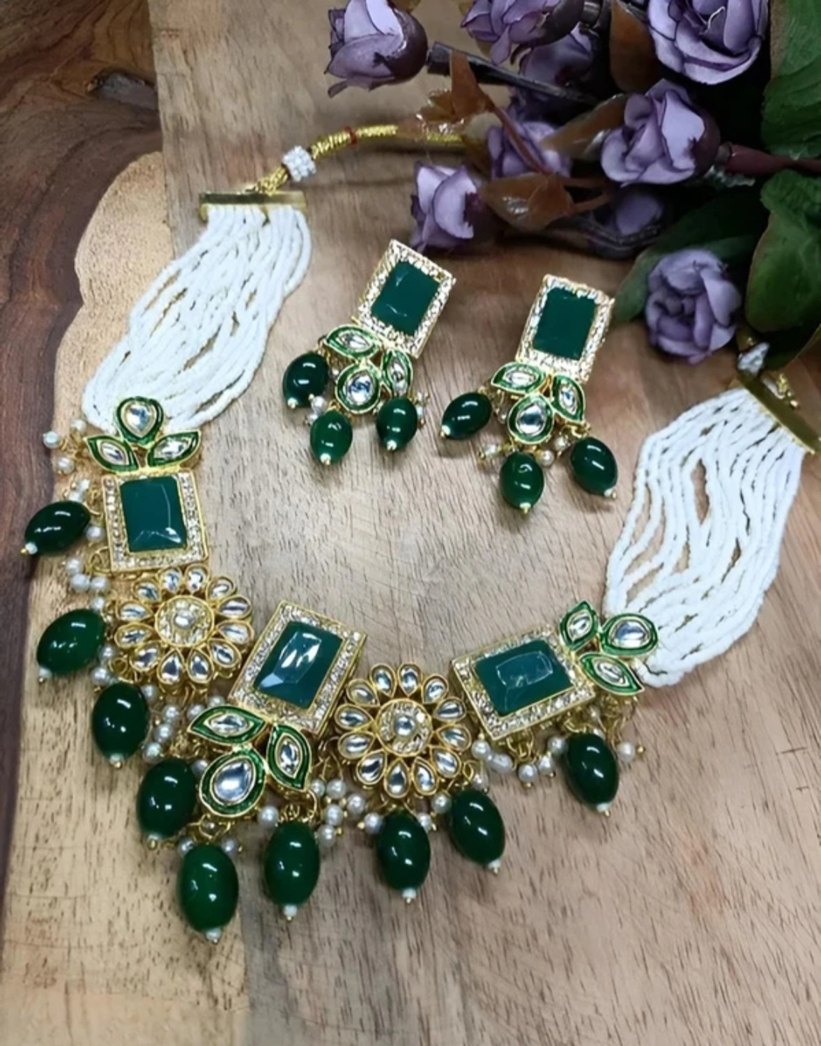 Image of YFJ Alloy Gold-plated White Jewel Set (Pack of 4)