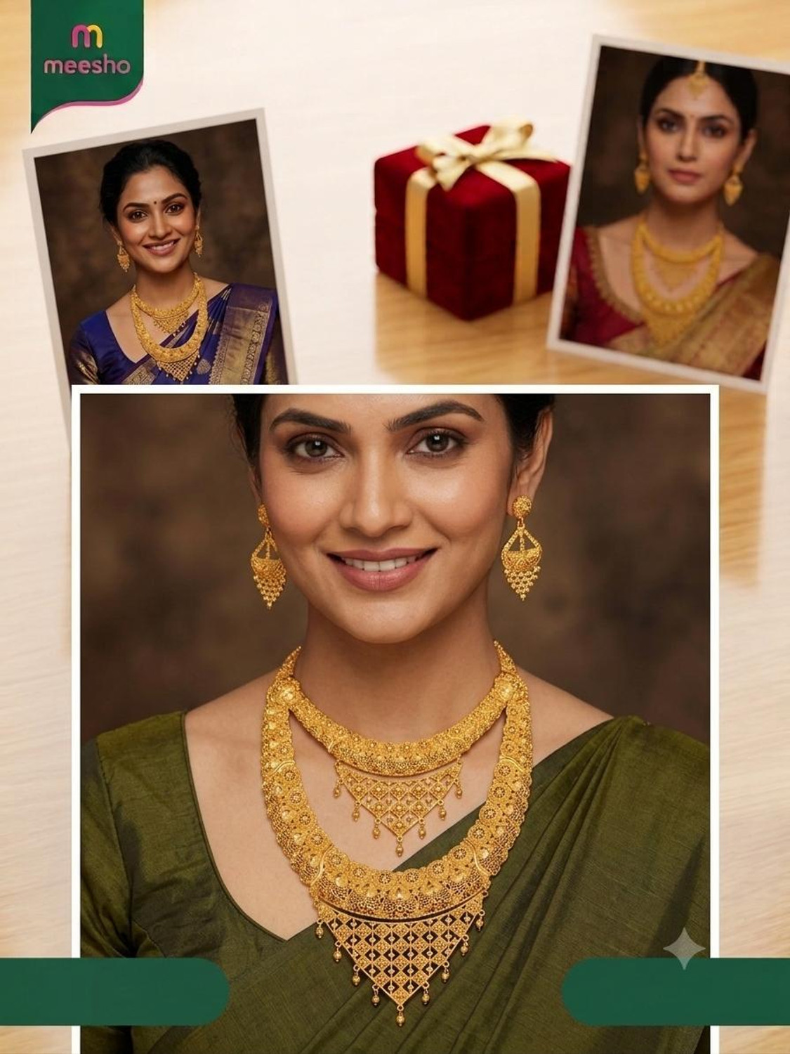 Image of SRN STORE Brass Gold Jewel Set (Pack of 1)