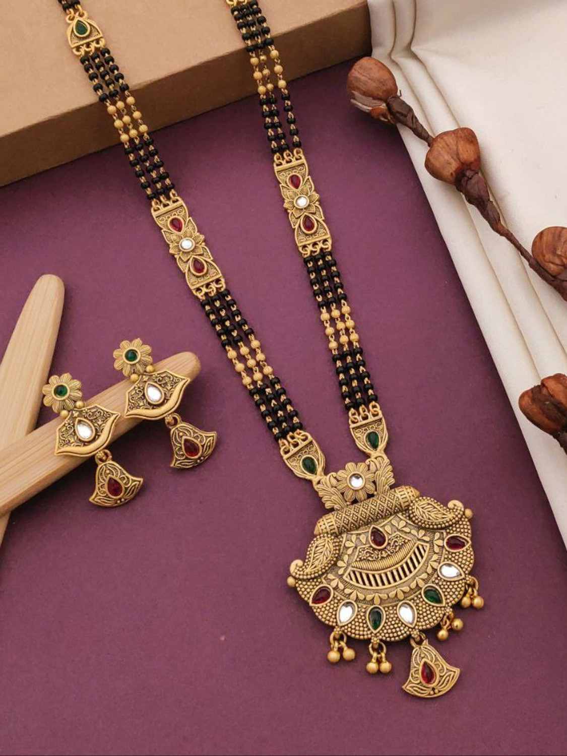Image of RRSaless Brass Gold-plated Gold Jewel Set (Pack of 2)