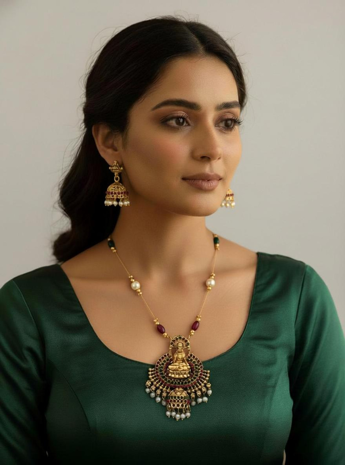 Image of Kalika Brass Gold-plated Gold Jewel Set (Pack of 1)
