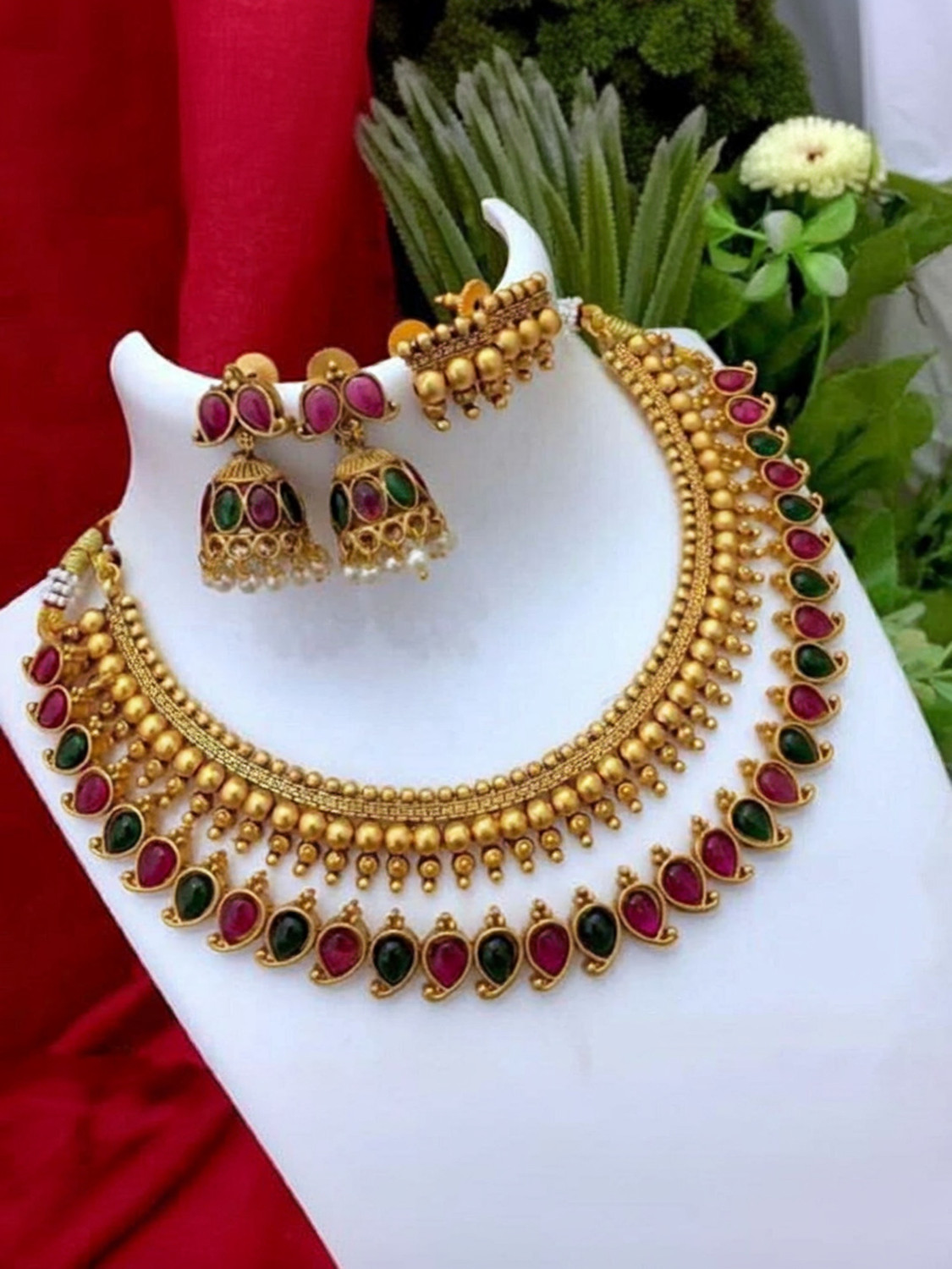 Image of Kalika Brass Gold-plated Gold Jewel Set (Pack of 1)