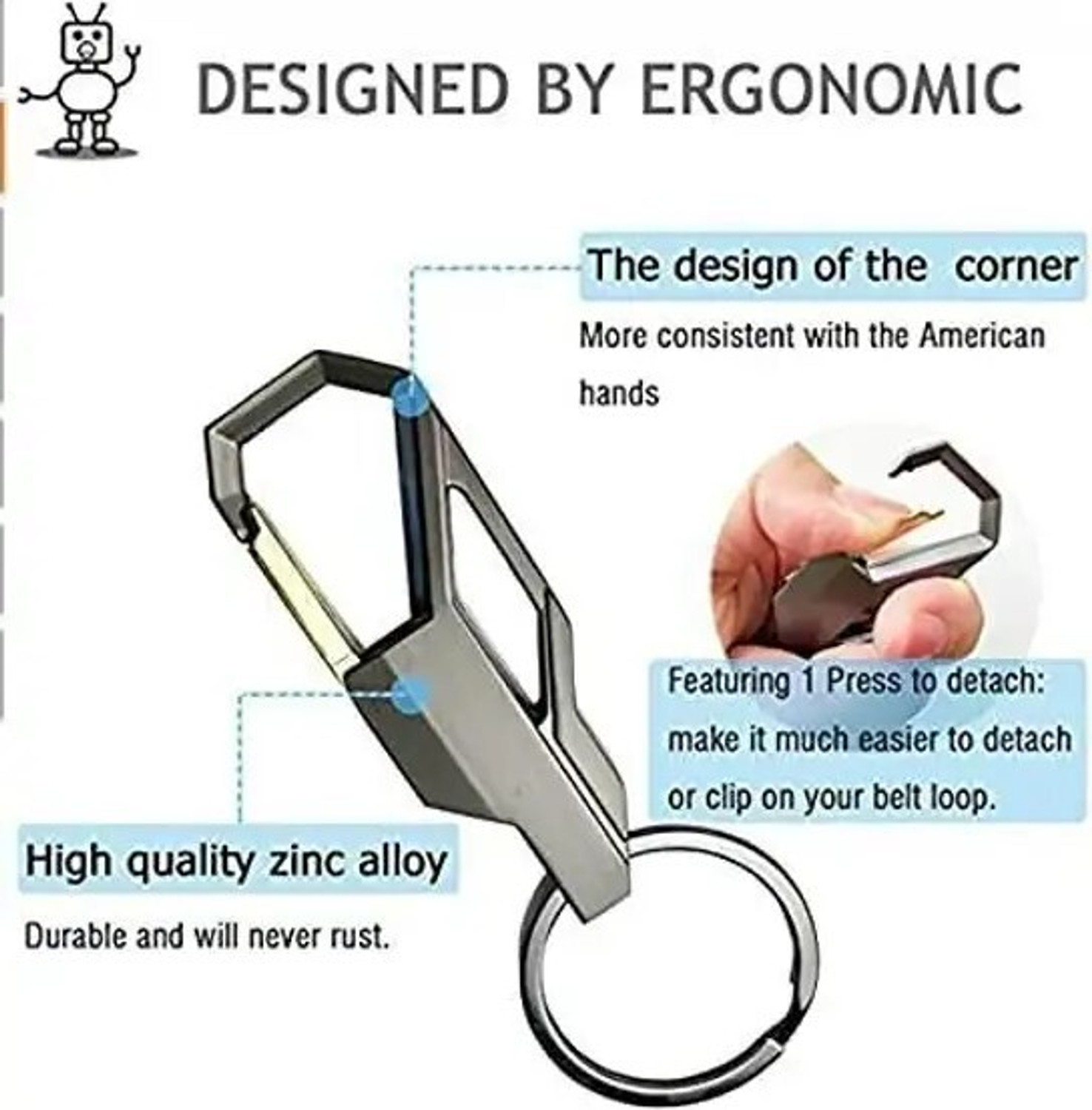 Image of STORITE Premium Metal Keychain with Carabiner Clip for Car, Bike,Home Key (Black & Gold) Key Chain