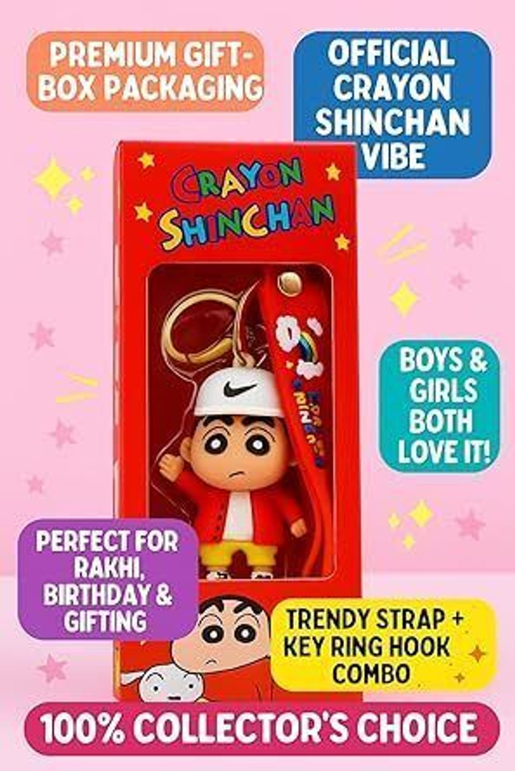 Image of World Gift Mart Shinchan Keychain with Premium PVC Strap| Stylish Bag Charm for Shinchan Fans Key Chain