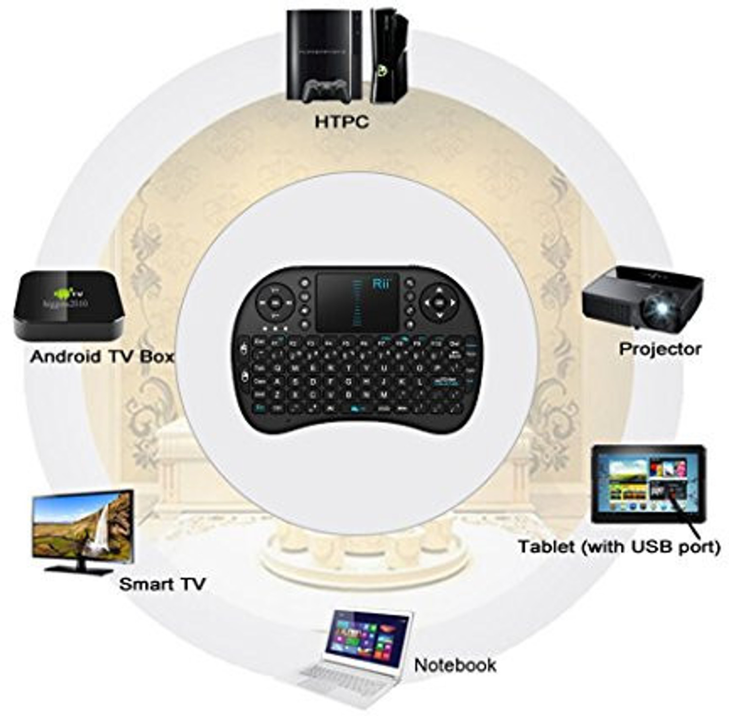 Image of DAKSHWAY Mini Wireless Keyboard Touchpad Mouse Combo BK2610 Bluetooth Handheld Laptop Keyboard Compatible with Laptop (Multicolor)