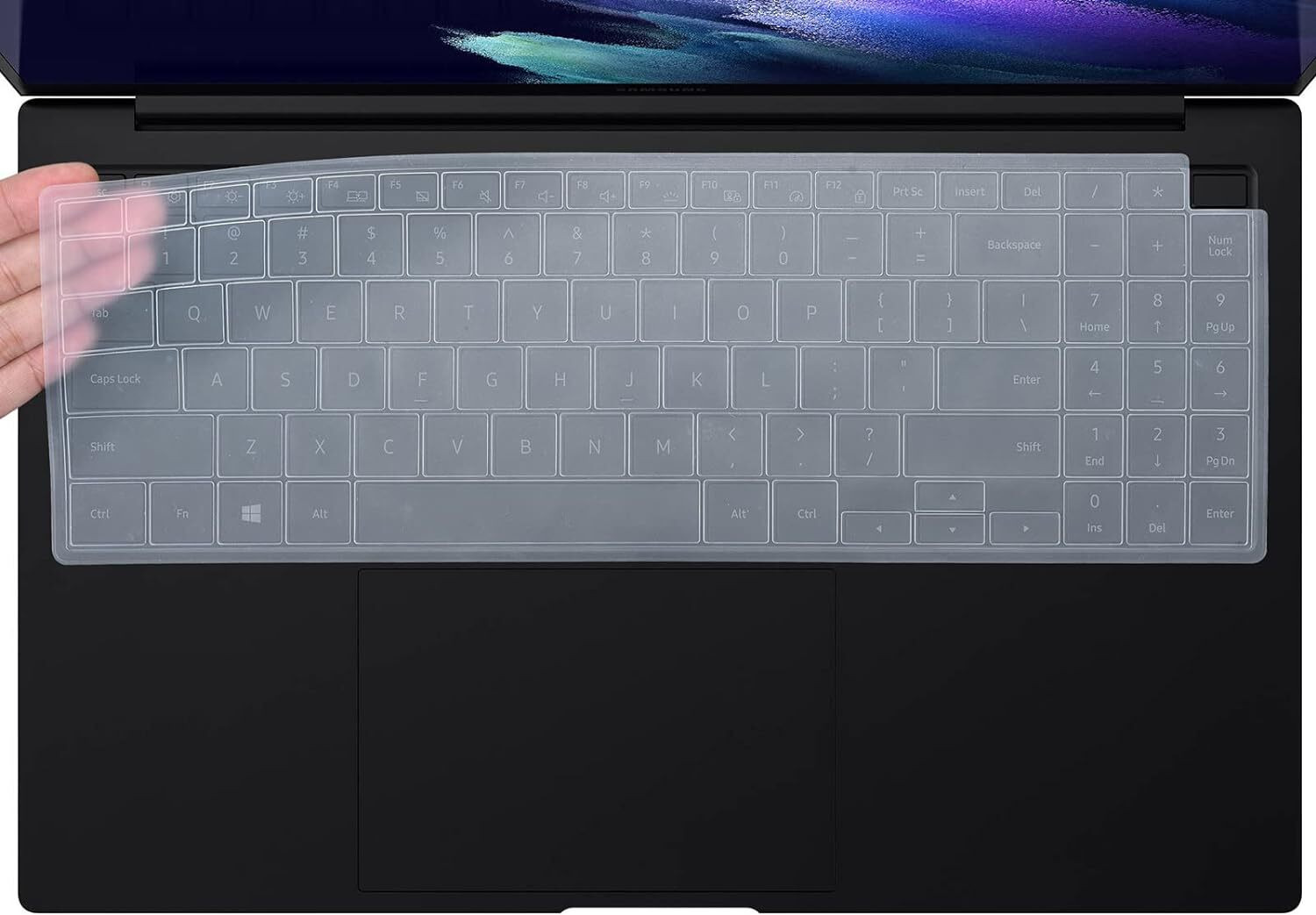 Image of RAYA Keyboard Protector Silicone Skin Cover for Dell Inspiron 3501 & Dell Inspiron 15 5000 / 5584 / 5590 / 5593 / 5598 / 5508 / 5501, 15.6 inch & 17.3 inch Dell Inspiron 15 7000 / 7590 / 7591 Laptops Dell Inspiron series 3501, 2020 & 2019 15.6 inch Dell Inspiron 15 5584 5590 5593 5594 5598 5501 5505 5508 7590 7591, 17.3 inch Dell Inspiron 15 17 7000 7790 7791, Dell Vostro 5590 7590 7500 Laptop Keyboard Protective Skin (US Layout) Keyboard Skin (Black)