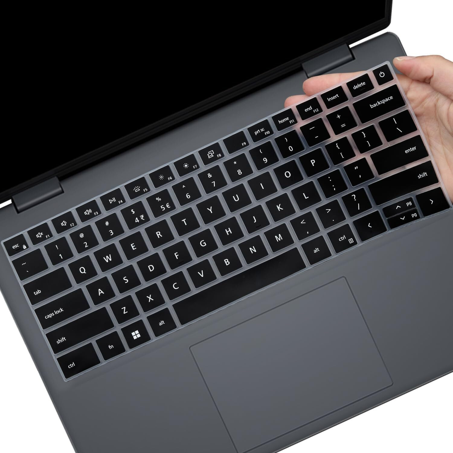 Image of RAYA Keyboard Protector Silicone Skin Cover for Dell Inspiron 3501 & Dell Inspiron 15 5000 / 5584 / 5590 / 5593 / 5598 / 5508 / 5501, 15.6 inch & 17.3 inch Dell Inspiron 15 7000 / 7590 / 7591 Laptops Dell Inspiron series 3501, 2020 & 2019 15.6 inch Dell Inspiron 15 5584 5590 5593 5594 5598 5501 5505 5508 7590 7591, 17.3 inch Dell Inspiron 15 17 7000 7790 7791, Dell Vostro 5590 7590 7500 Laptop Keyboard Protective Skin (US Layout) Keyboard Skin (Black)