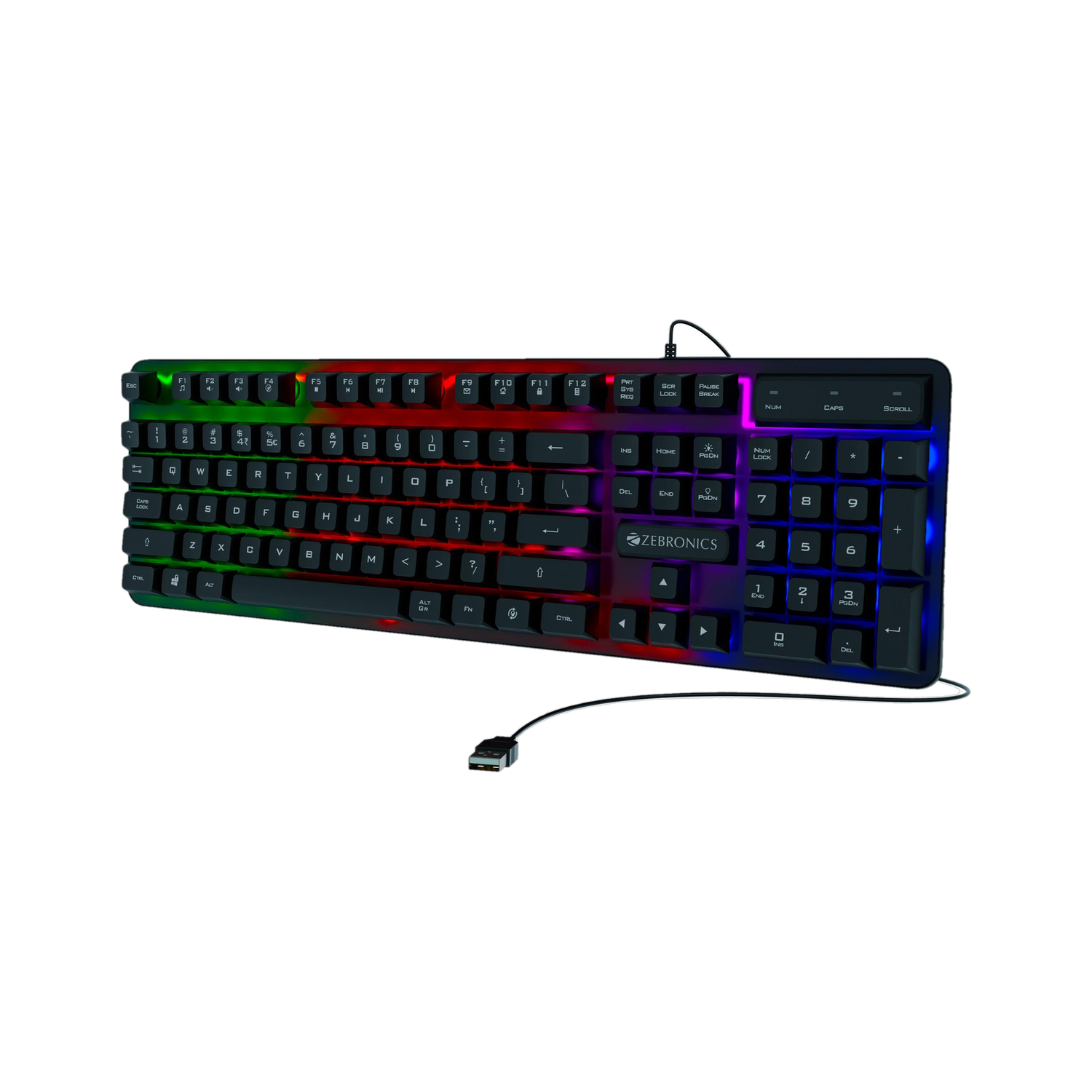 ZEBRONICS Transformer K1 Wired USB Standard Gaming Keyboard Compatible with Desktop, Laptop, Mac with 104 Keys Layout (Black) - Image 1